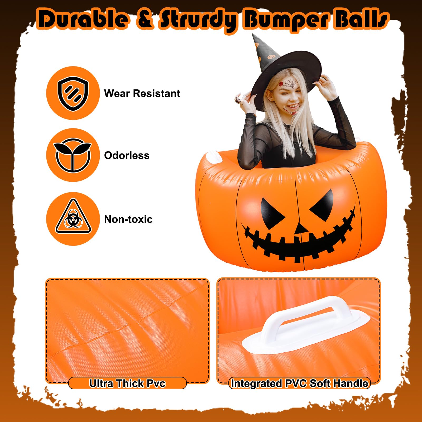 2 Pack Halloween Pumpkin Inflatable Bubble Balls - 40