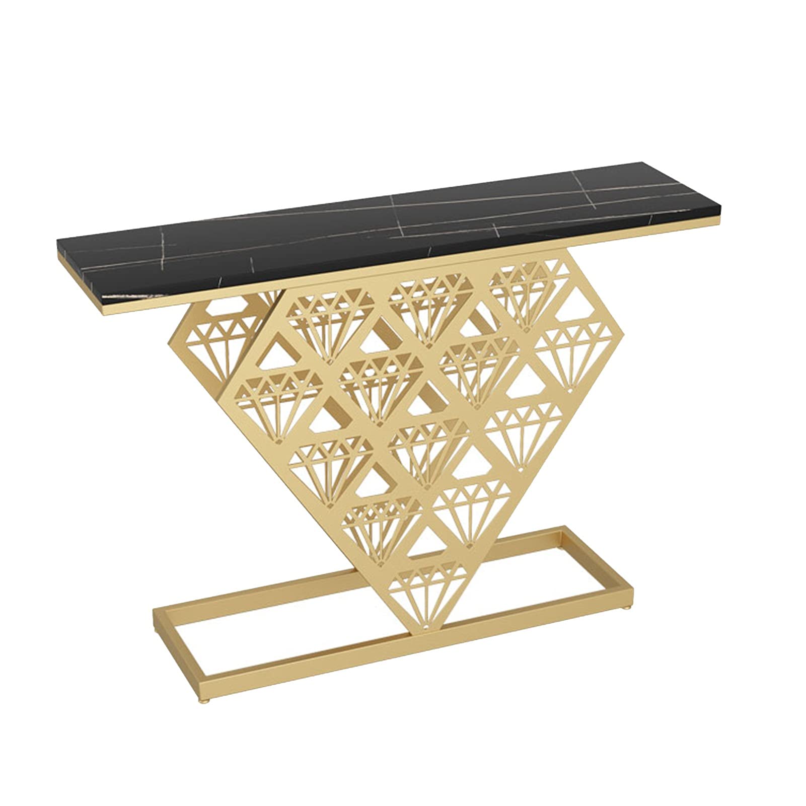 Modern Metal Console Table - Slim Sofa Table for Living Room, Entryway & Hallway - Black & Slate Finish - Space-Saving Wall Partition & Decorative Accent Table (Black) - Perfect for Small Apartments, Home Offices & Entryway Decor