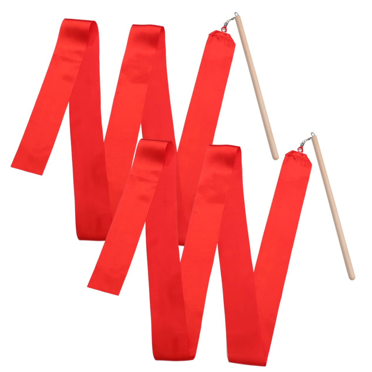 BCOATH Rhythmic Gymnastics Ribbon - 6ft Red Dance Ribbon Streamer with Stick for Gymnastics, Dance Performances & Training - Perfect for Competitions, Stage Shows & Practice Routines