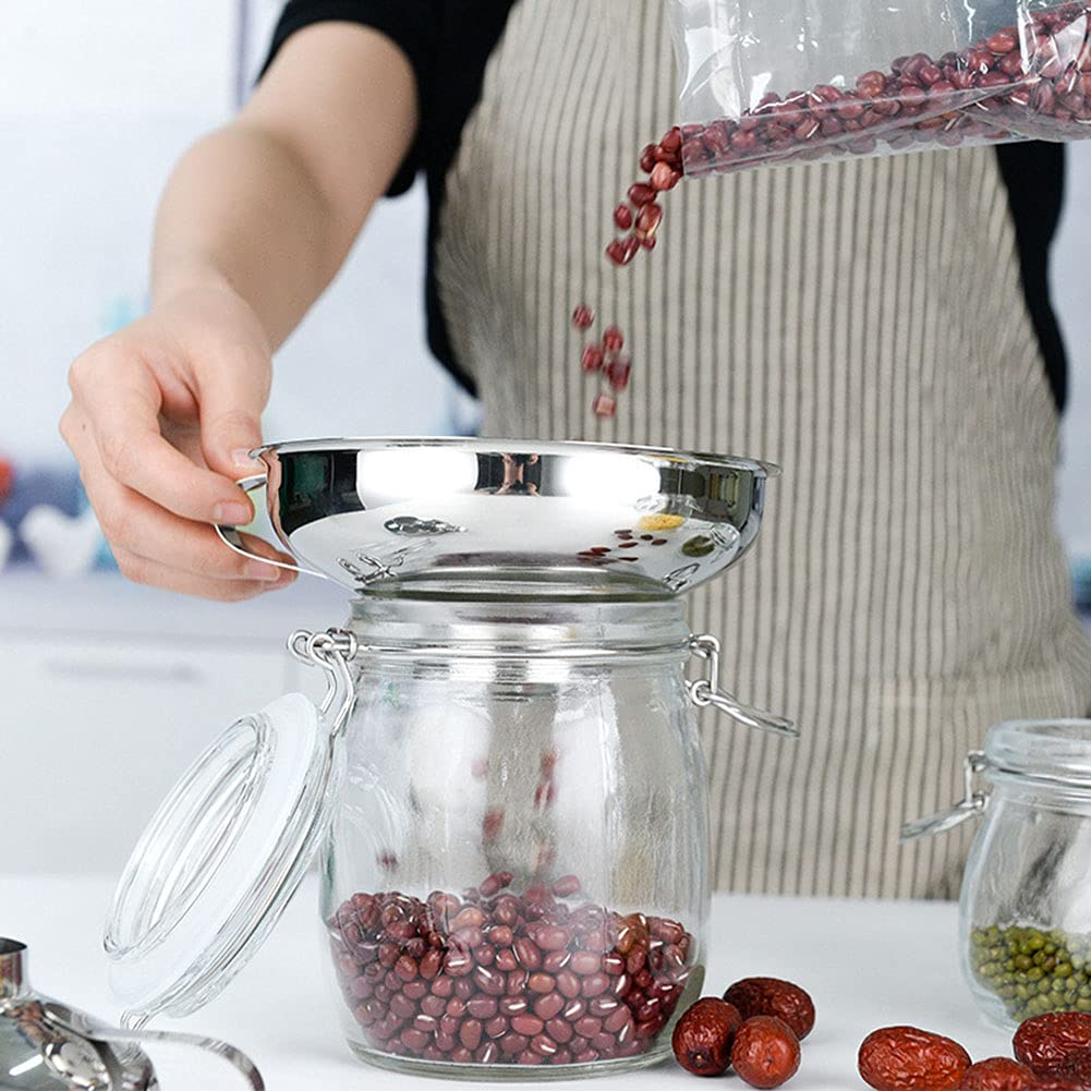 Stainless Steel Canning Funnel for Wide & Regular Jars - Large Kitchen Funnel with Handle for Home Canning, Preserving, Jam Making & DIY Food Storage