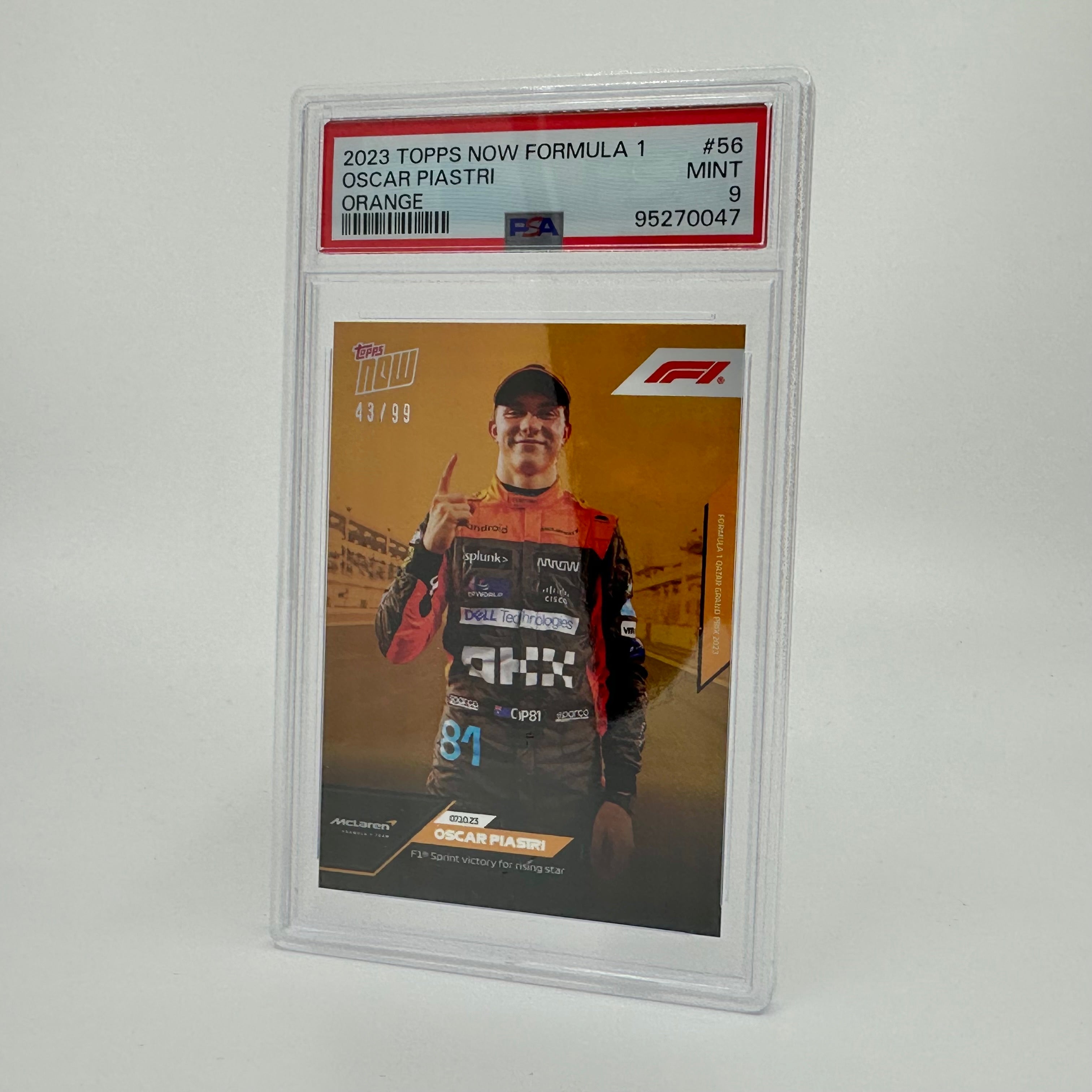 2023 Topps Now Oscar Piastri #56 Orange PSA 9 43/99 - Rare Collectible Trading Card for Sports Memorabilia & F1 Racing Fans