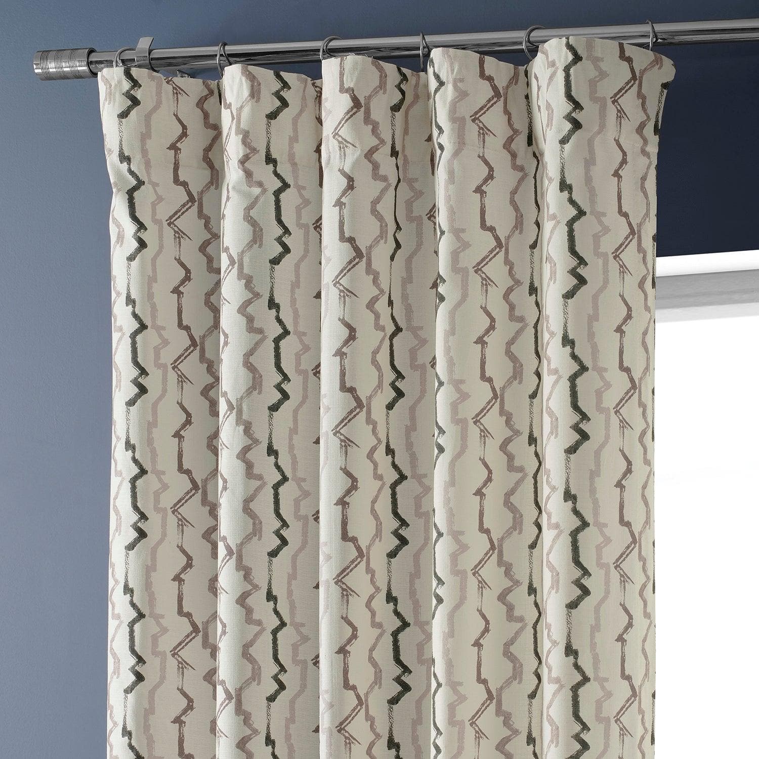 Bark Brown Abstract Textured Printed Cotton Curtain