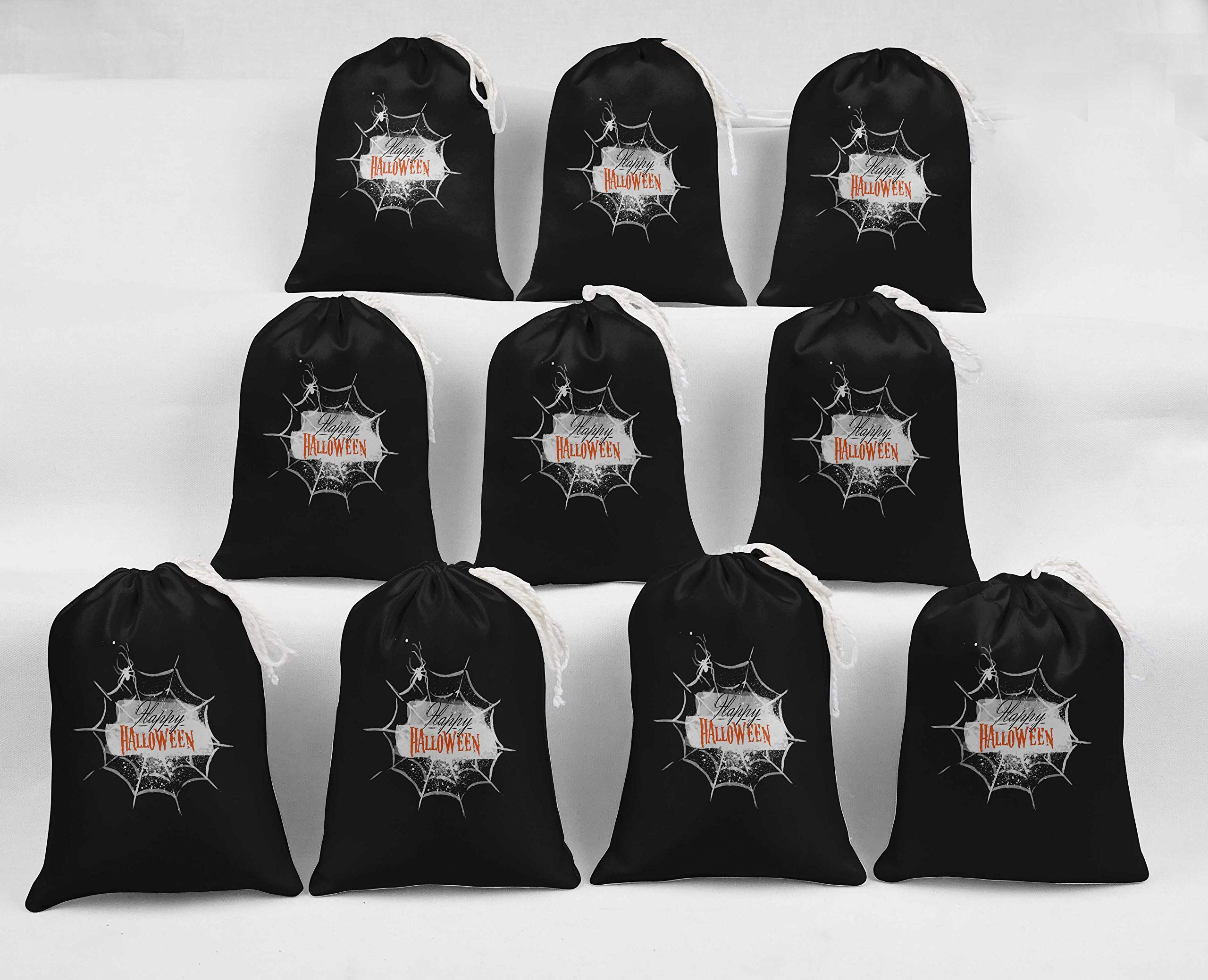 Black Spider Web Halloween Party Favor Bags - 15 Pack | Trick or Treat Candy Bags, Spooky Decorations & Party Supplies for Halloween Decor, Costume Parties & Haunted House Events