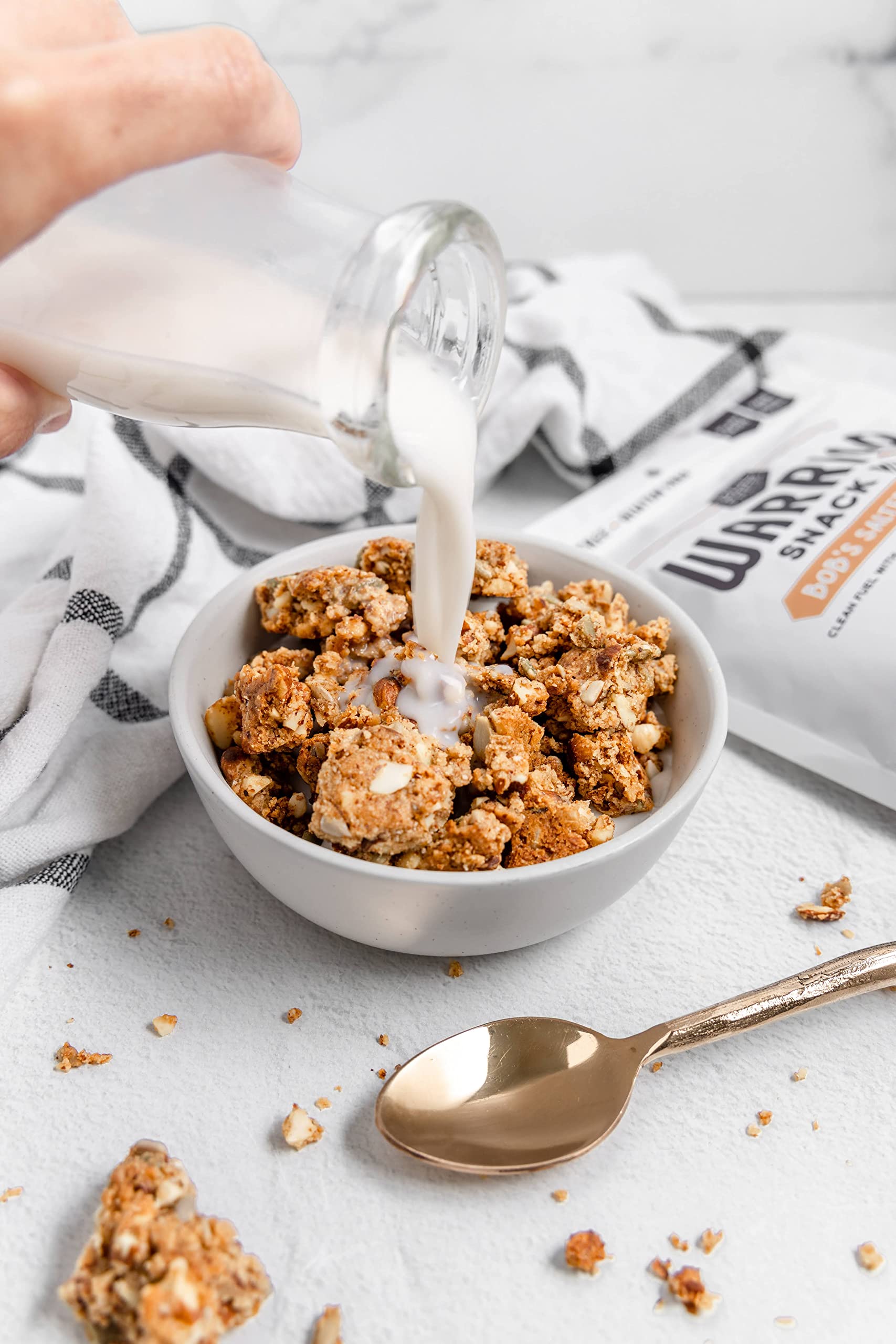 BeeFree Warrior Mix Gluten Free Granola - Chunky Paleo Granola Bites | Low Carb, Grain Free, Oat Free, Preservative Free Snack | High Protein Yogurt Topping & Healthy On-the-Go Snack | Bob's Salted Caramel Flavor, 9 Ounce Bag