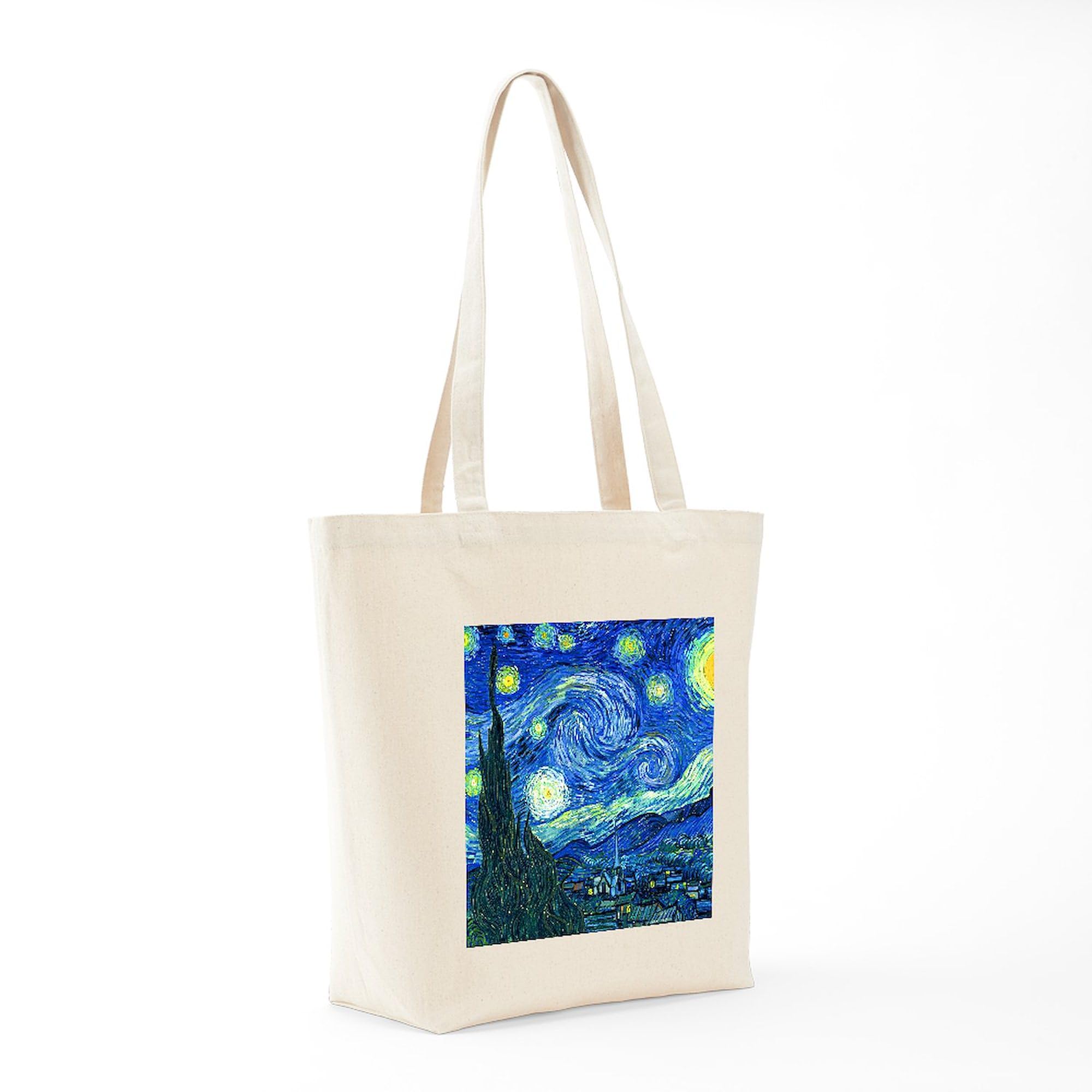 Van Gogh Starry Night Tote Bag - Eco-Friendly Canvas Reusable Shopping Bag for Groceries, Beach & Daily Use