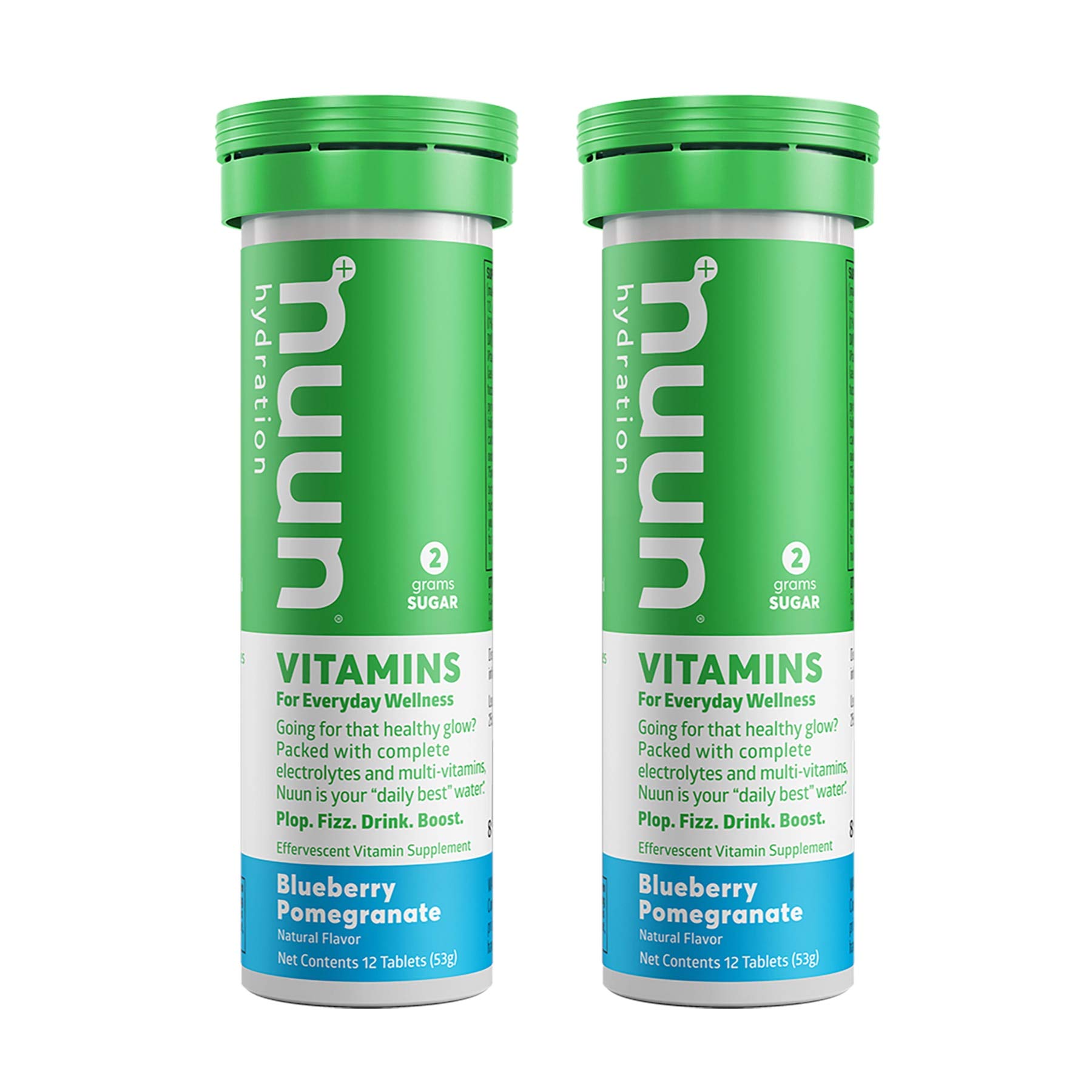Nuun Vitamins: Blueberry Pomegranate Hydration Tablets with Electrolytes - 2 Tubes (24 Tablets Total) - Perfect for Post-Workout Recovery & Daily Hydration