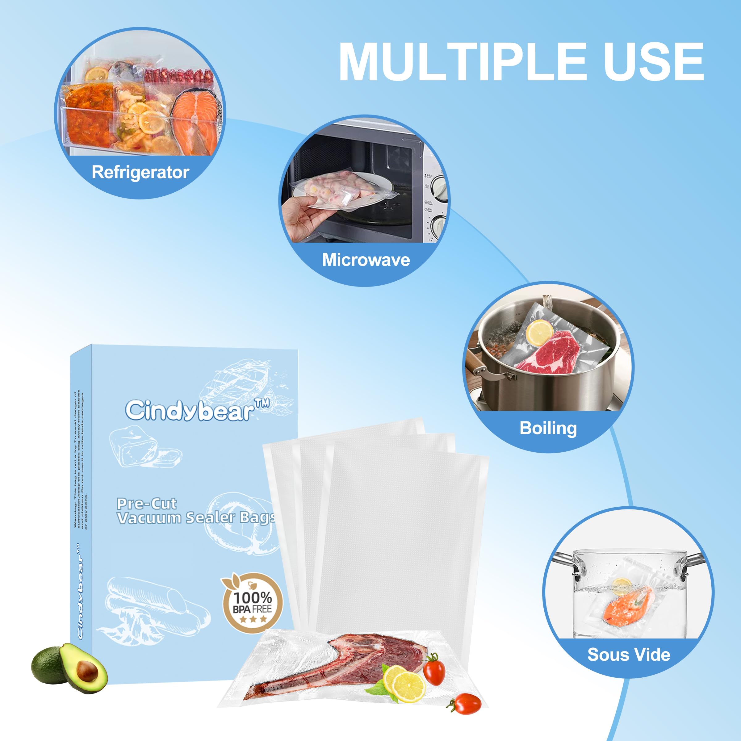 BPA Free Vacuum Sealer Bags for Food Storage - 100 Pack Heavy Duty Gallon (11