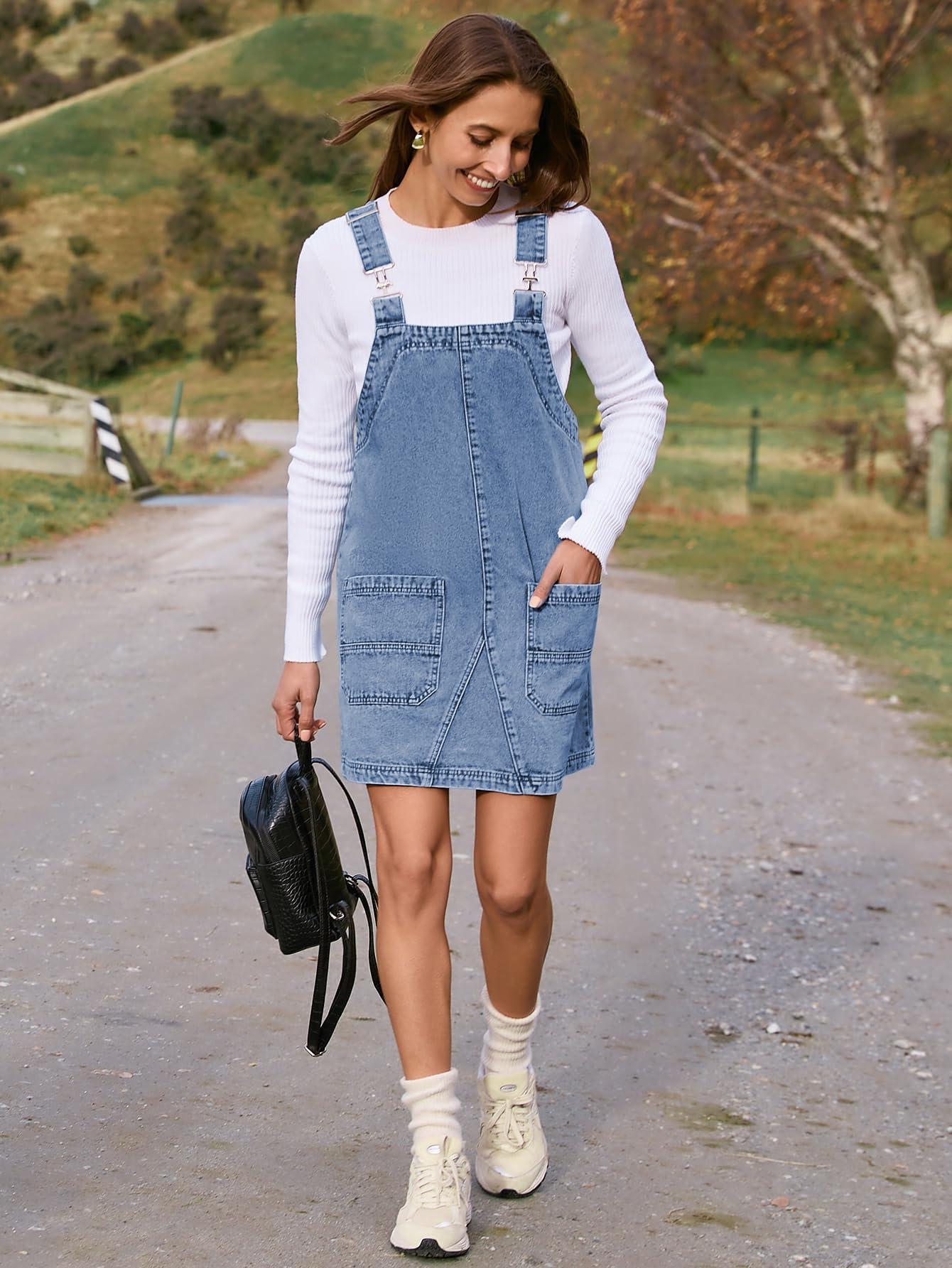 BerryGo Women's Denim Overalls - Sleeveless Romper Jumpsuit with Pockets | 2025 Fashion Pinafore Dress Shorts | Casual Summer Outfit for Beach, Shopping & Date Night