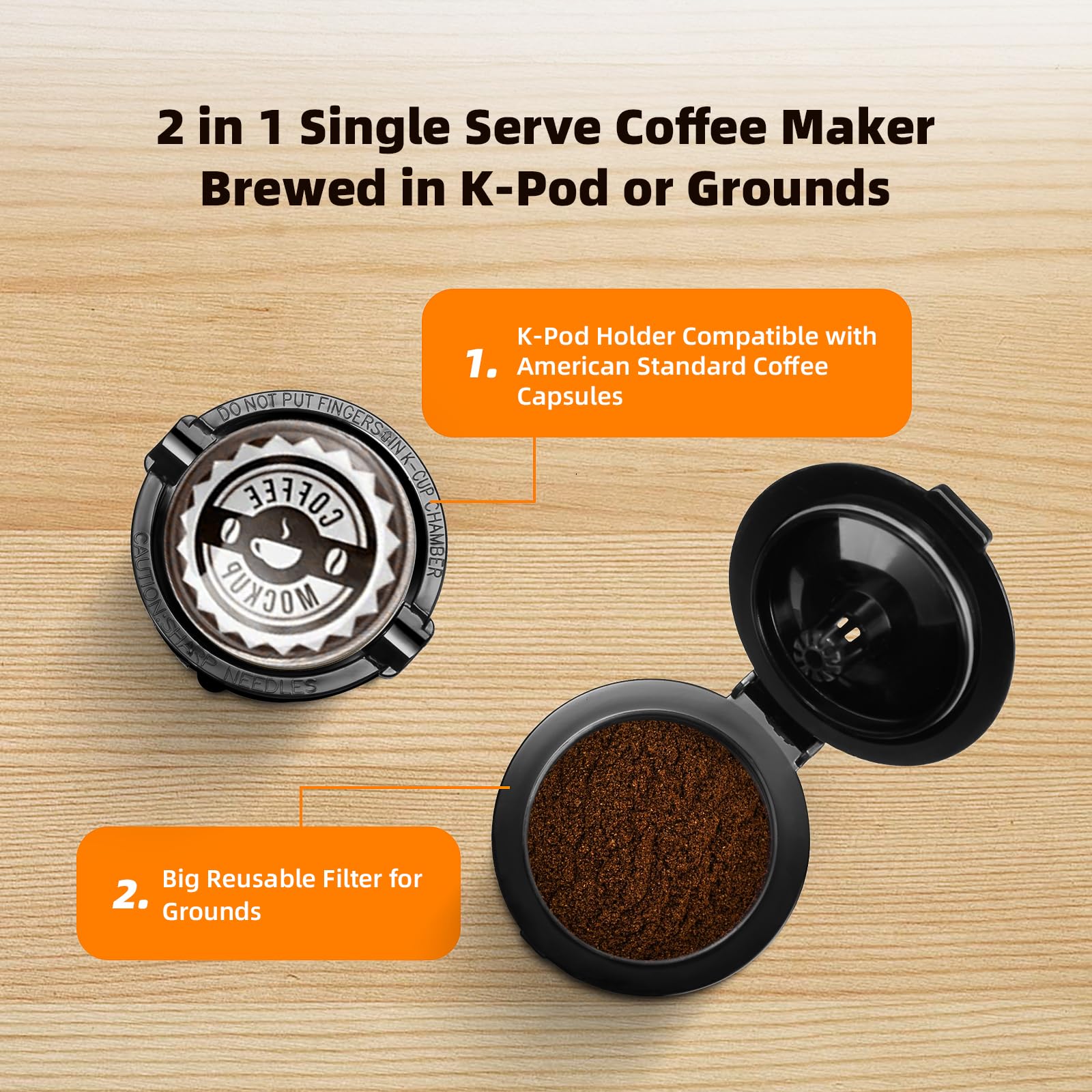Mini Single Serve Coffee Maker for K-Cup & Ground Coffee - Fast Brew 1 Cup Coffee Machine with Descaling Reminder, Water Window (6-12 oz) - Perfect for Home, Office & Dorm Use - Black
