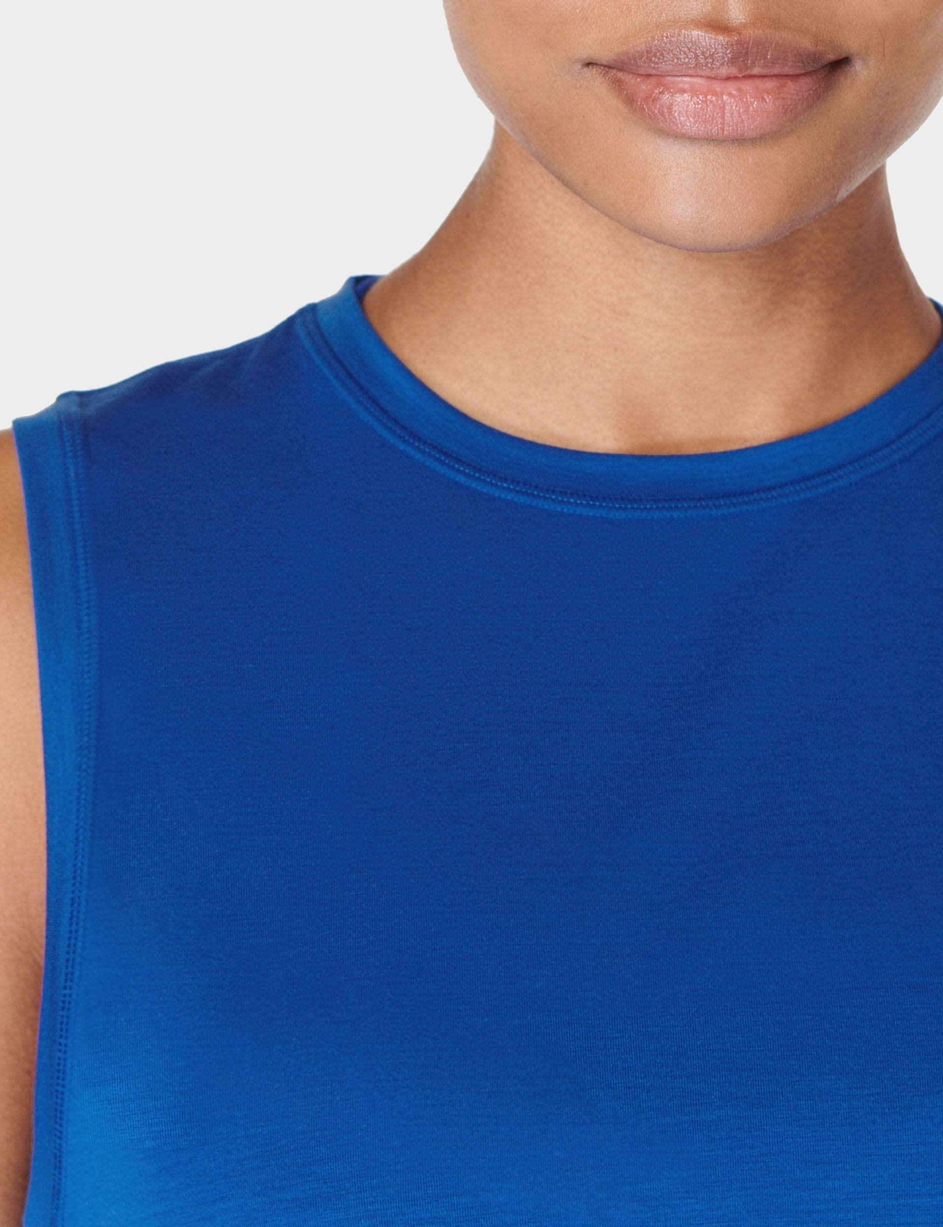 Breathe Easy Crop Muscle Vest - Lightning Blue | Workout & Gym Tank Top for Women | Yoga, Running & Fitness Apparel