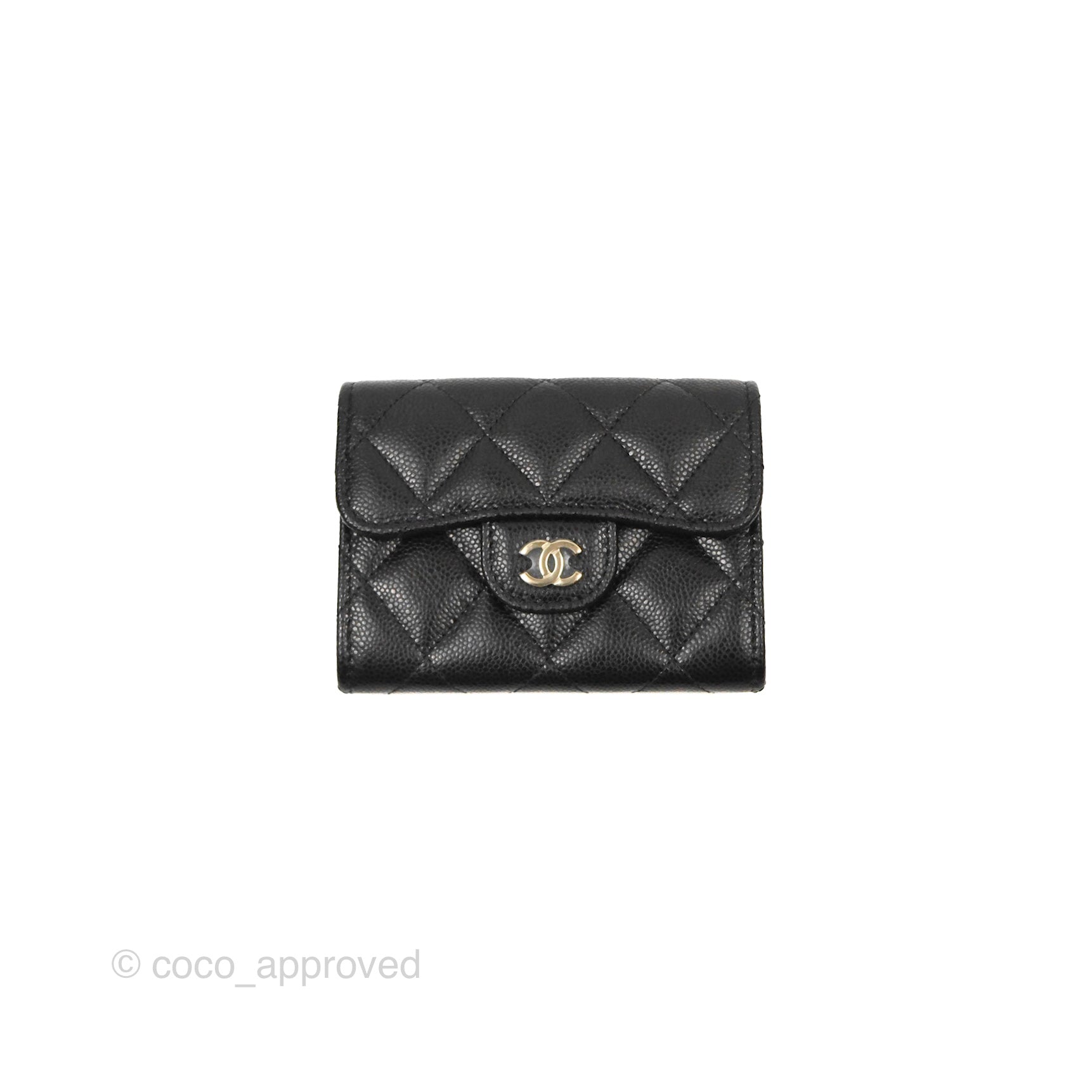 Chanel Caviar Quilted Flap Card Holder in Black with Gold Hardware - Luxury Compact Wallet for Everyday Use & Special Occasions