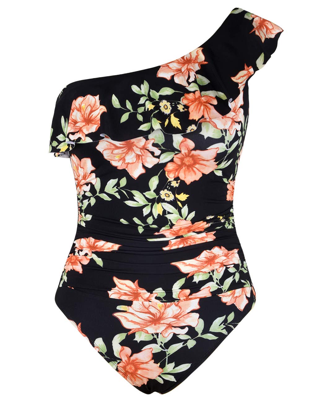 Hilor Women's One Piece Swimsuit - Tummy Control Asymmetric One Shoulder Bathing Suit for Swimming, Beach Vacation & Pool Party | Plus Size Swimwear for Women
