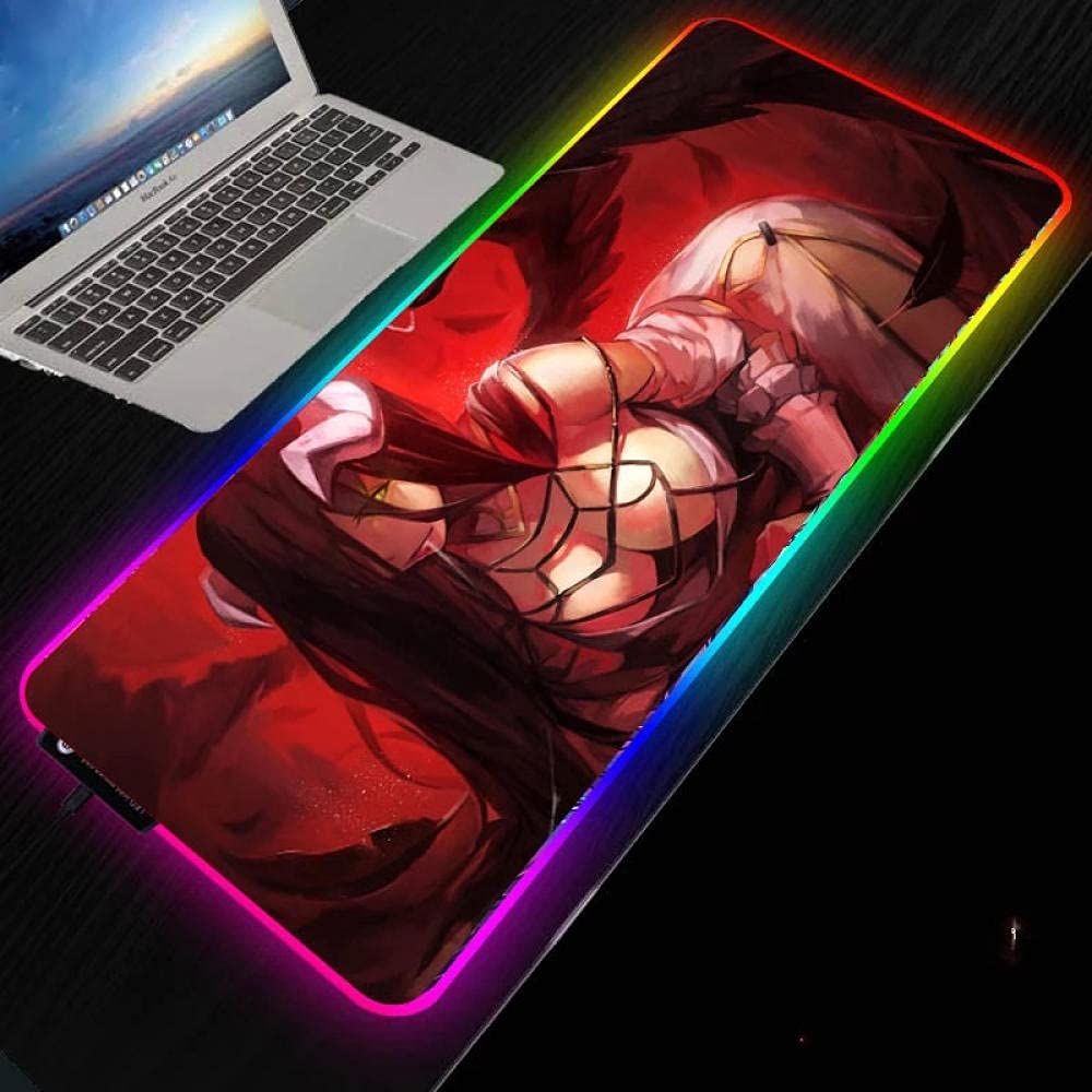 Anime Overlord Albedo LED Gaming Mouse Pad - Large RGB USB Illuminated Mouse Mat (11.8x31.5 in) for PC, Laptop & Computer - Perfect for Gaming Setups, Office Workstations & Anime-Themed Desks