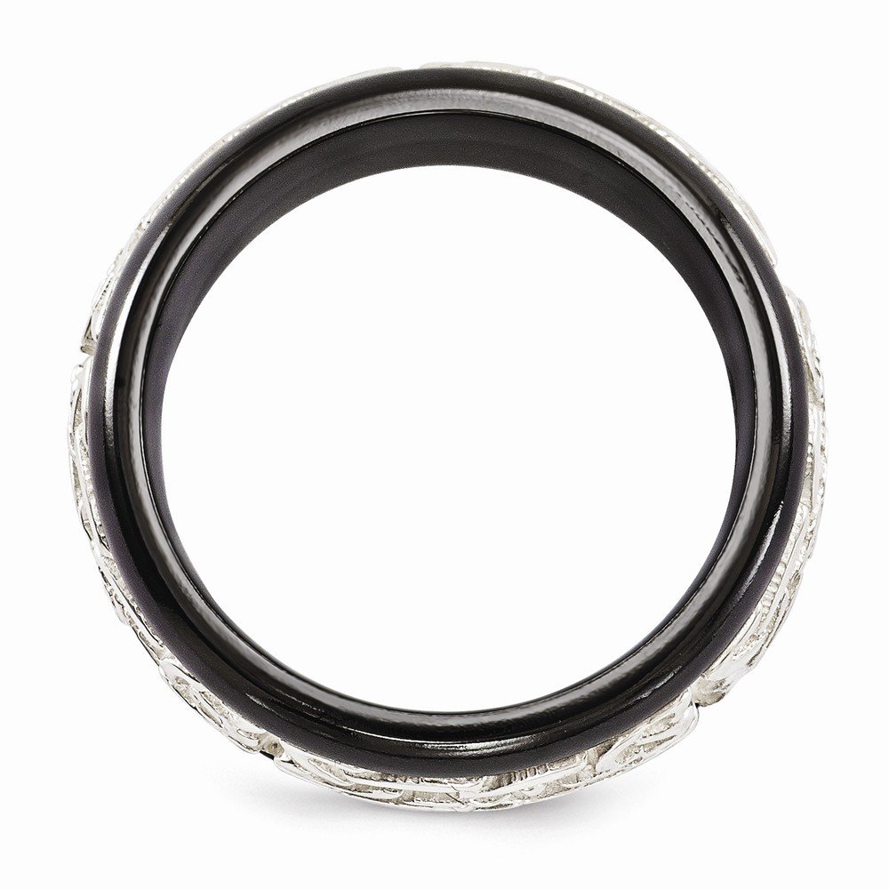 Sonia Jewels Black Titanium & 925 Sterling Silver 9mm Wide Men's Wedding Band Ring - Durable & Stylish for Everyday Wear, Anniversary Gifts, and Special Occasions