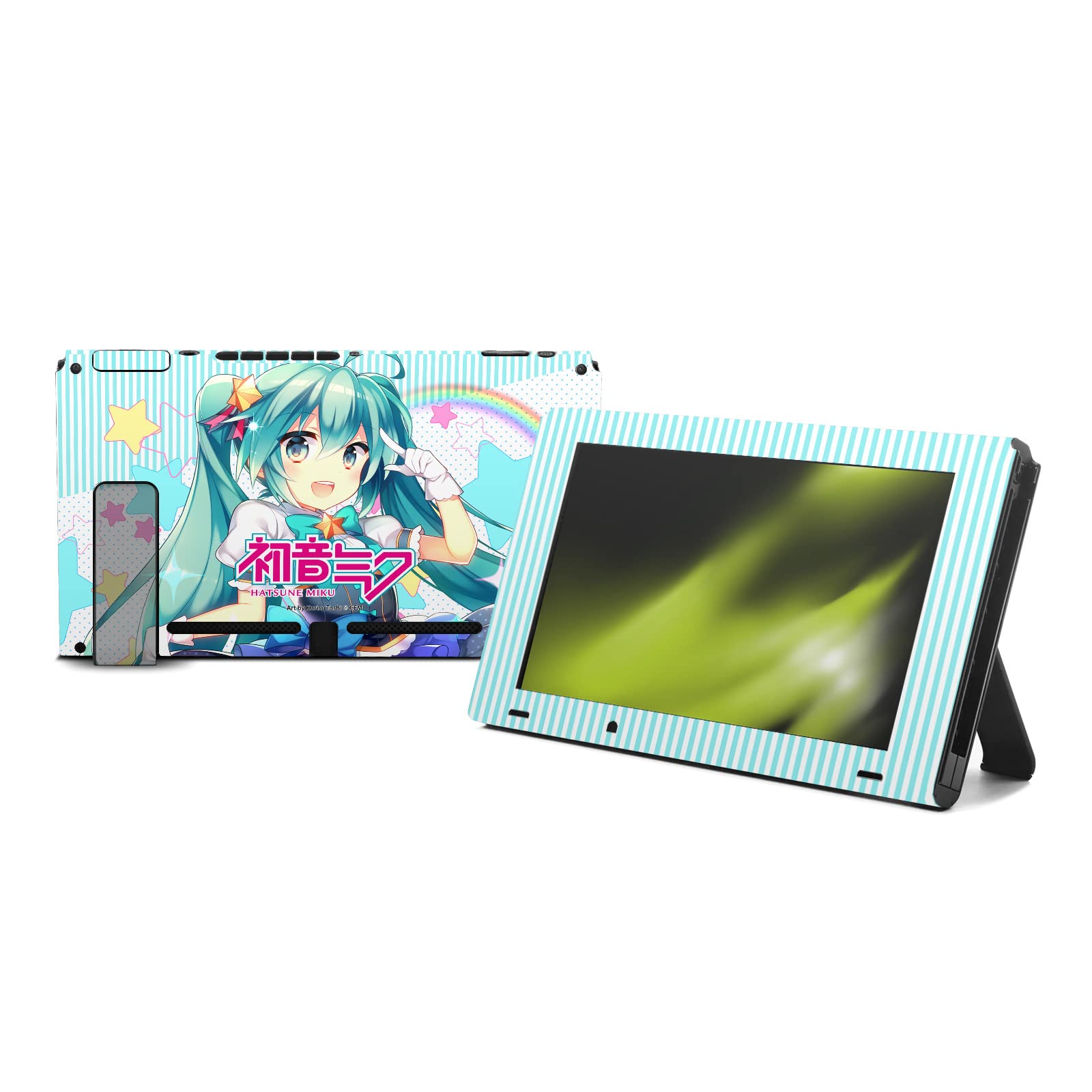 Officially Licensed Hatsune Miku Stars & Rainbow Vinyl Sticker Decal for Nintendo Switch Console & Dock - Anime Gaming Skin Cover - Perfect for Switch OLED/Regular Models, Gaming Accessories, Anime Fan Gifts