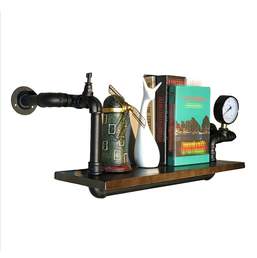 Wall-Mounted Shelf - Single Layer Metal & Wood Storage Rack for Bedroom, Living Room - Retro LOFT Style Bookshelf & Wall Decor - Perfect for Small Space Organization & Home Decoration