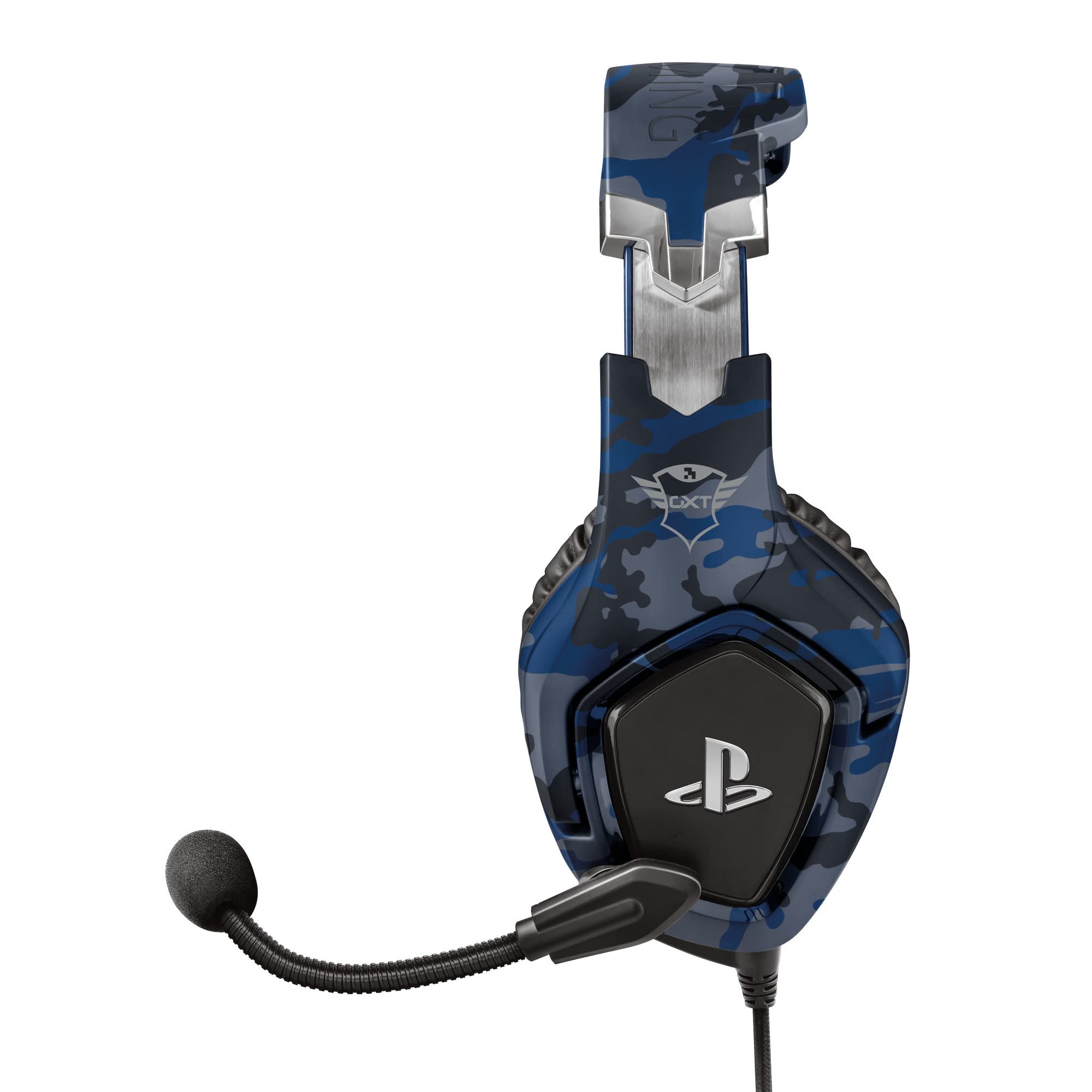 Trust GXT 488 Forze-B Official Licensed PlayStation Gaming Headset for PS4 & PS5 - Foldable Mic, Adjustable Headband, 3.5mm Wired Over-Ear Headphones (Blue) - Perfect for Competitive Gaming & Immersive Audio Experience