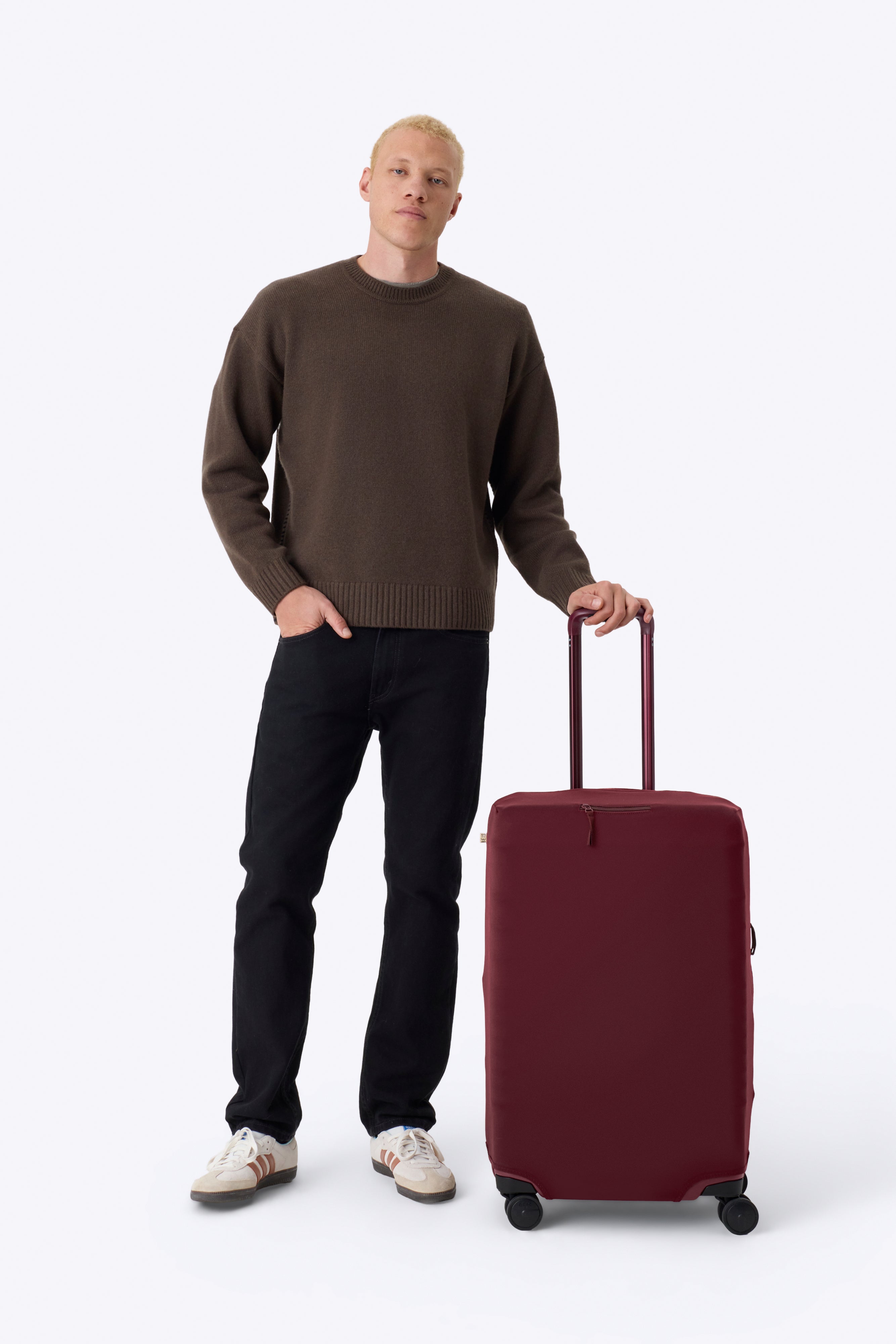 Burgundy Medium Check-In Luggage Cover - Durable Travel Suitcase Protector for Airlines | Perfect for Business Trips, Vacations & Air Travel