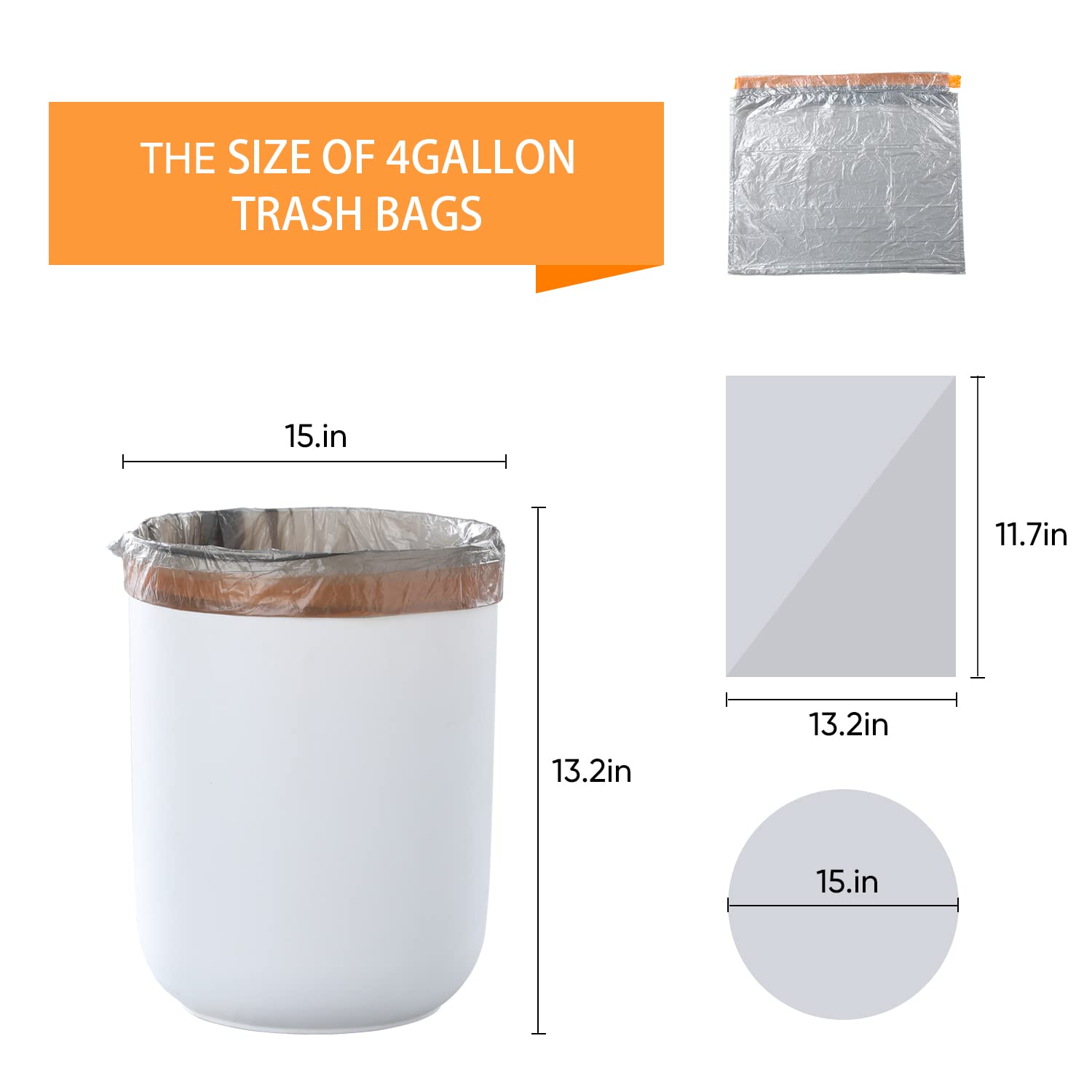 JOYBOS 4 Gallon Small Drawstring Trash Bags - 75 Count Bathroom Garbage Can Liners for Kitchen, Office & Home Use