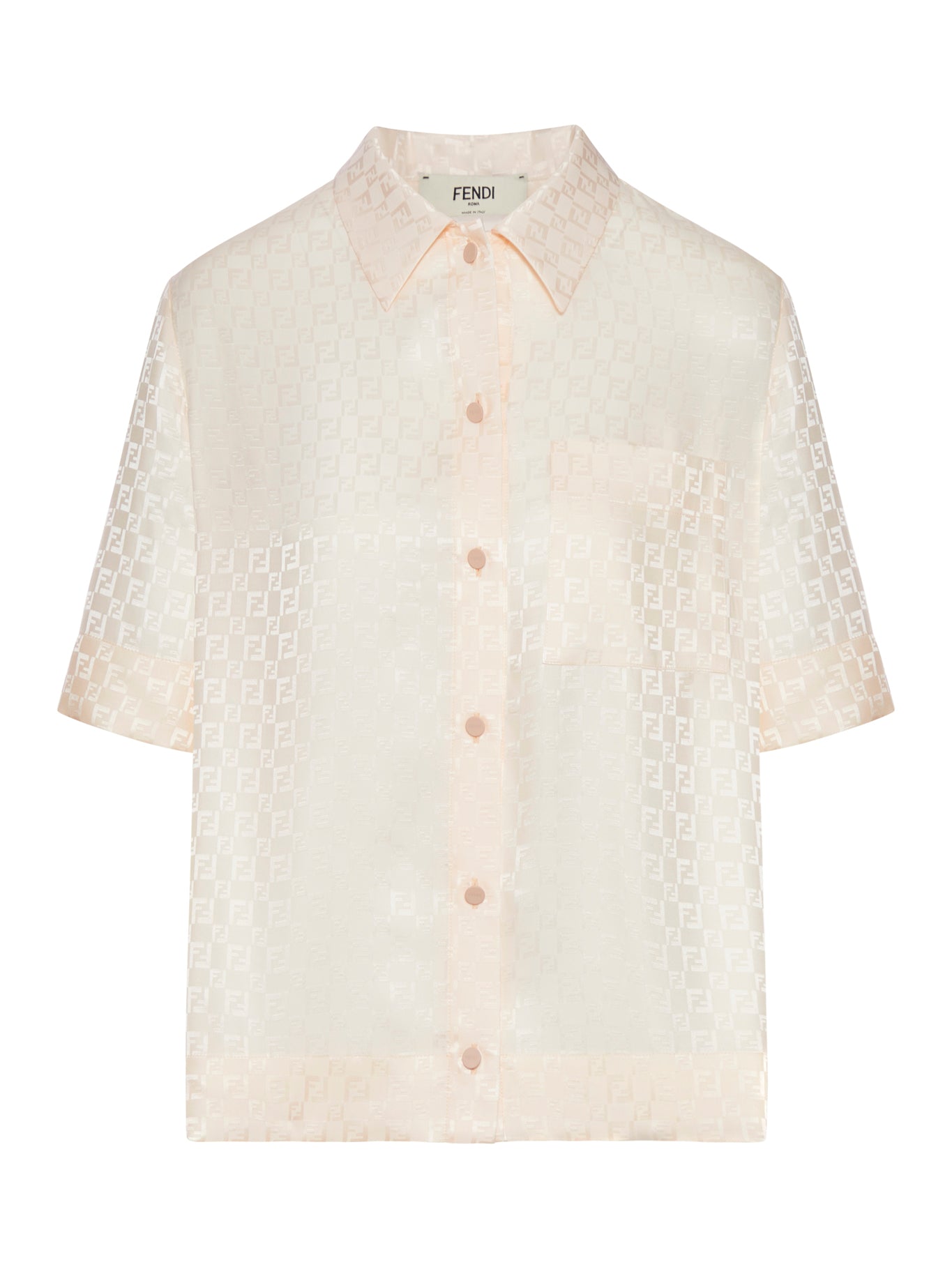FENDI Women's Short Sleeve Silk Shirt - Luxury Designer Blouse for Casual & Office Wear - Perfect for Summer Outfits & Business Attire