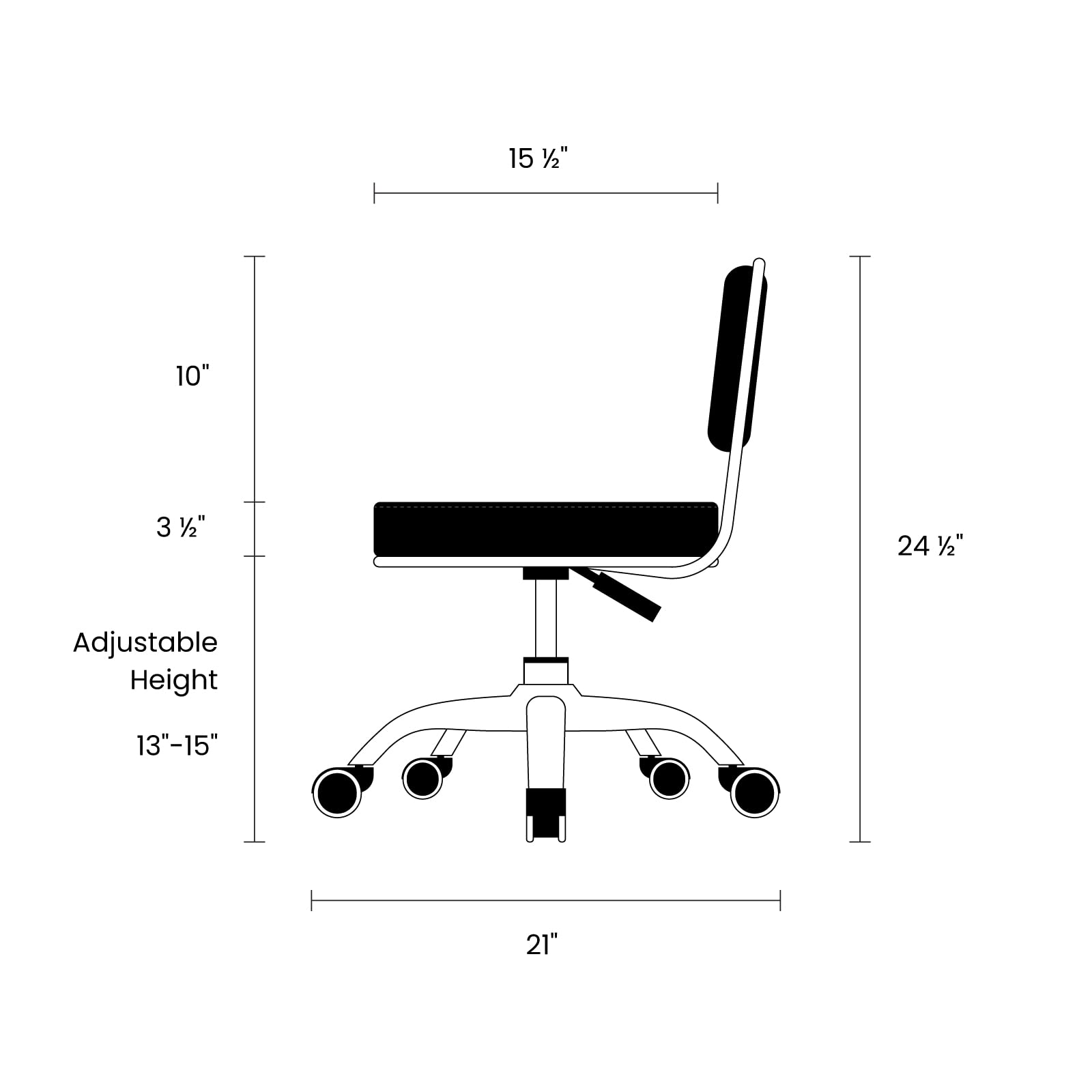 Dayton Garage Rolling Seat (White) - Adjustable Height 13