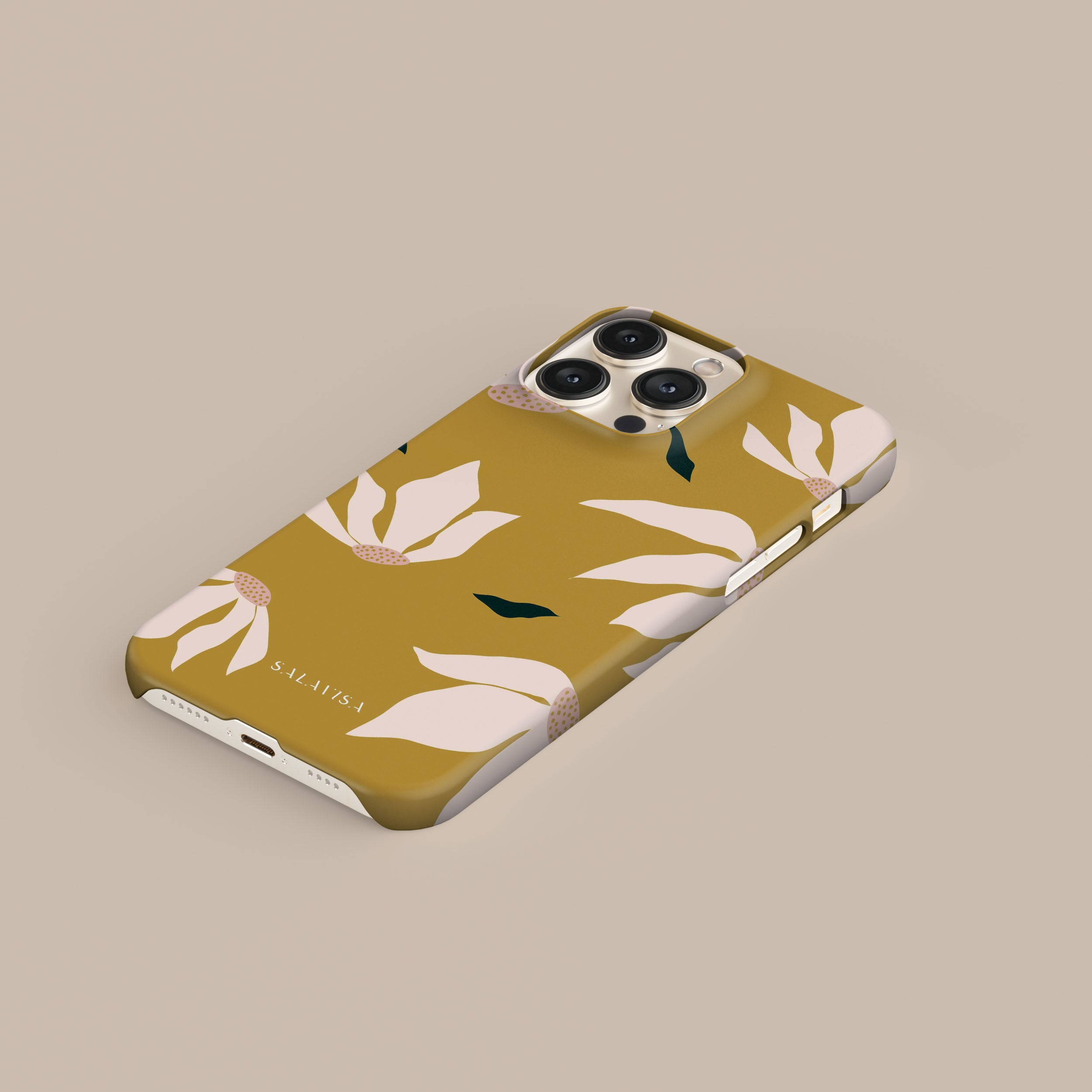 Burnt Yellow Floral Design Phone Case - Shockproof & Slim Protective Cover for iPhone 15/14/13/12/11 Pro Max XR XS - Perfect for Everyday Use, Travel & Outdoor Activities