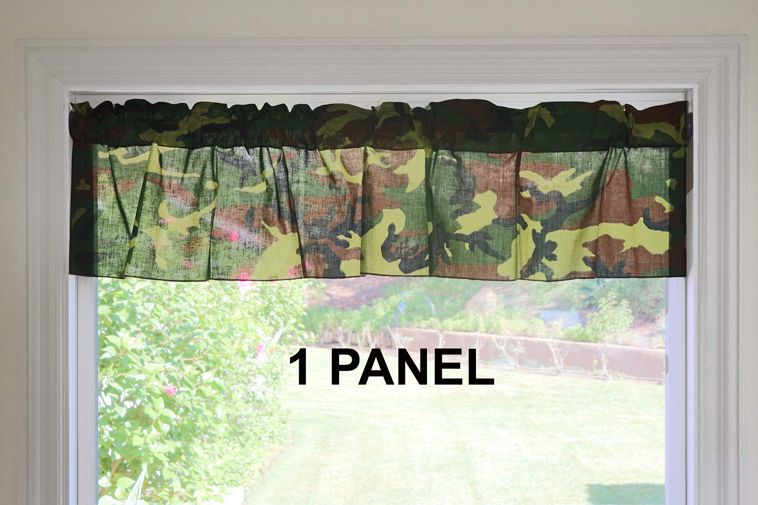 Green Camouflage Cotton Blend Curtain for Kids Bedroom & Kitchen Decor