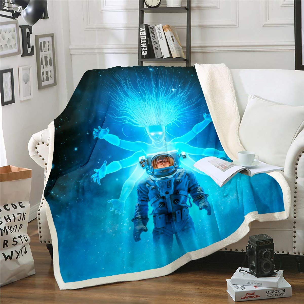 Galaxy Space Astronaut Sherpa Fleece Blanket - 60