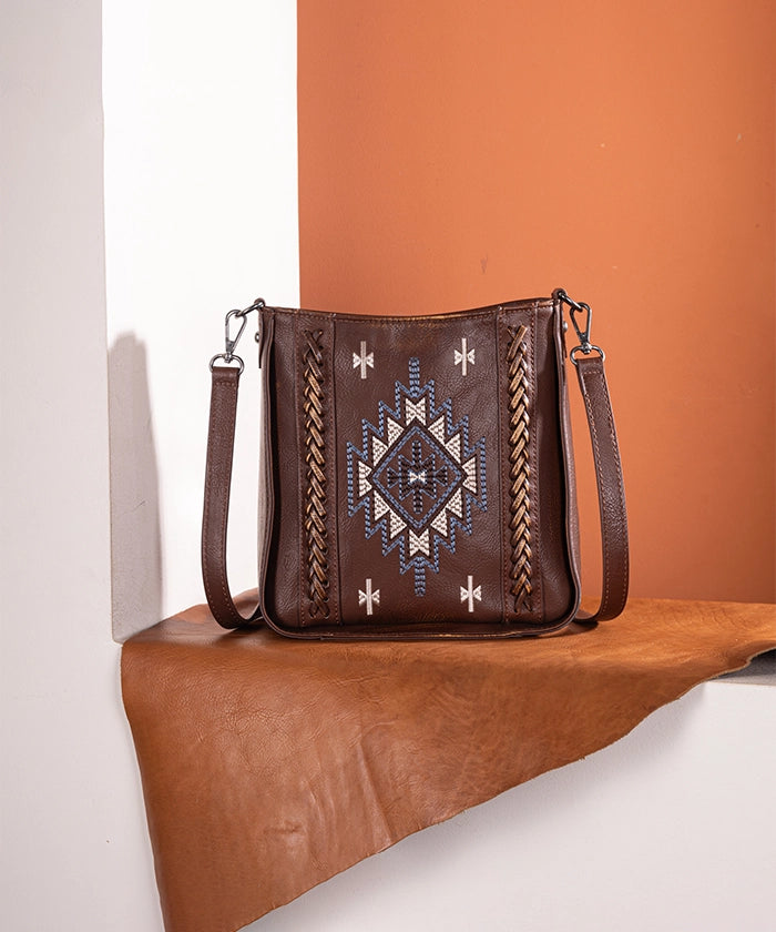 Montana West Aztec Embroidered Crossbody Bag for Women - Stylish Boho Purse with Adjustable Strap, Perfect for Travel, Shopping & Everyday Use