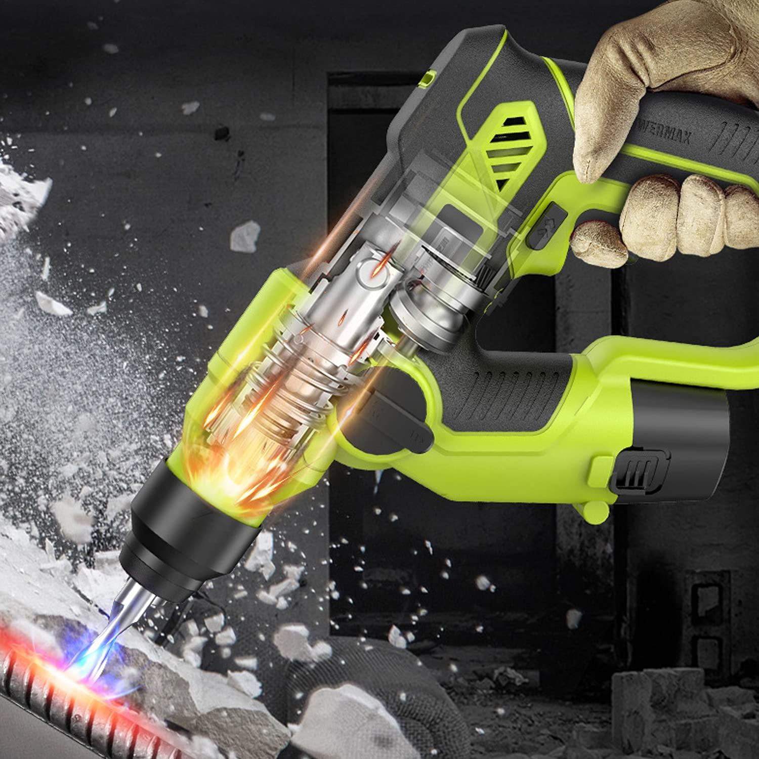3-in-1 Cordless Drill & Hammer Driver Set with 2 Lithium Batteries - Electric Screwdriver, Power Drill & Hammer Tool for DIY Projects, Home Repairs & Construction Work