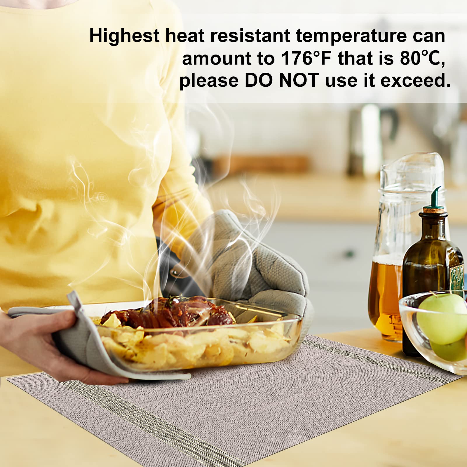 Aofmee Set of 6 Heat-Resistant PVC Placemats - Non-Slip, Stain-Resistant & Washable Vinyl Table Mats for Dining & Kitchen - Perfect for Everyday Meals, Dinner Parties & Holiday Gatherings