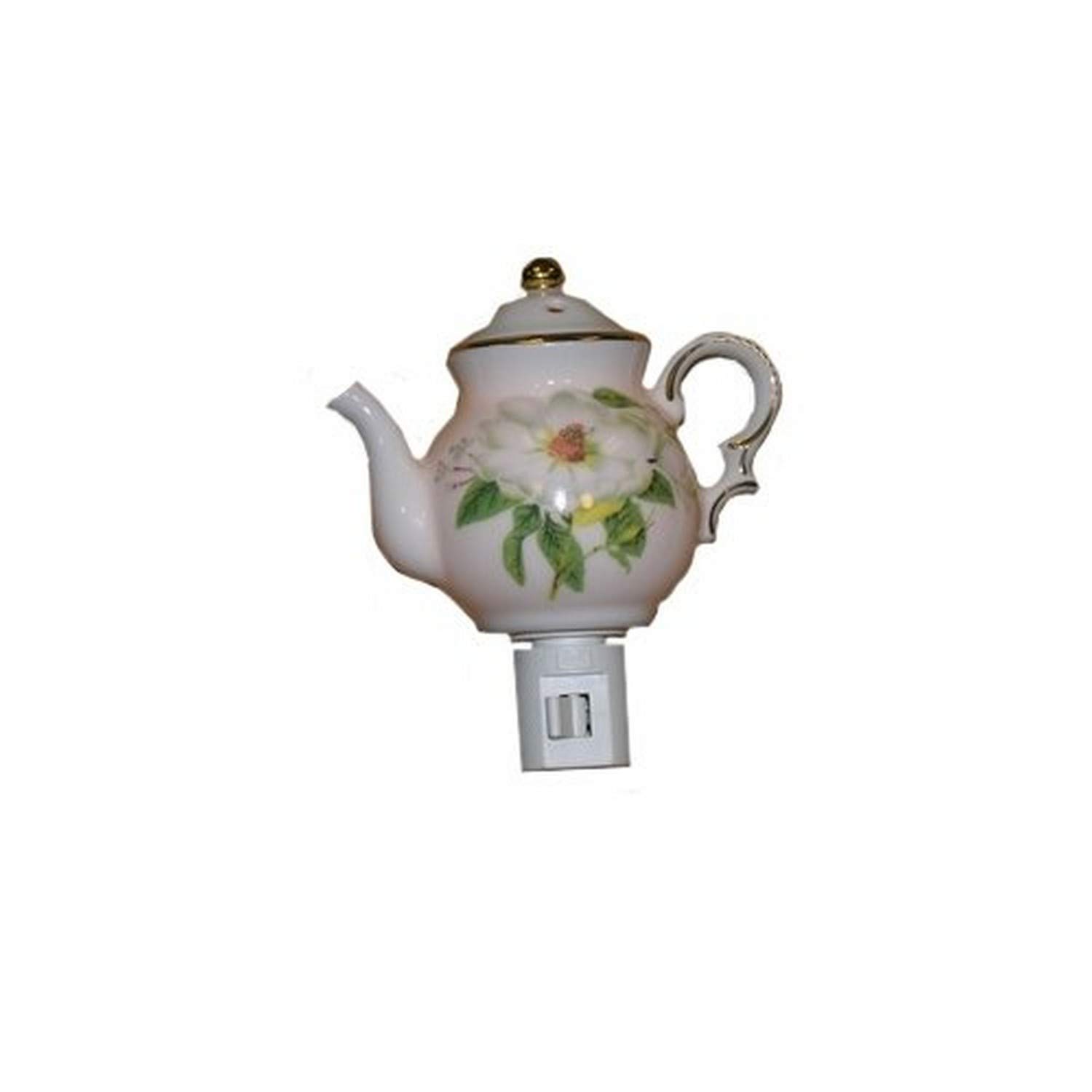 Magnolia Porcelain Night Light - Elegant Floral Decor for Bedroom, Nursery, or Bathroom | Soft Glow for Relaxing Ambience