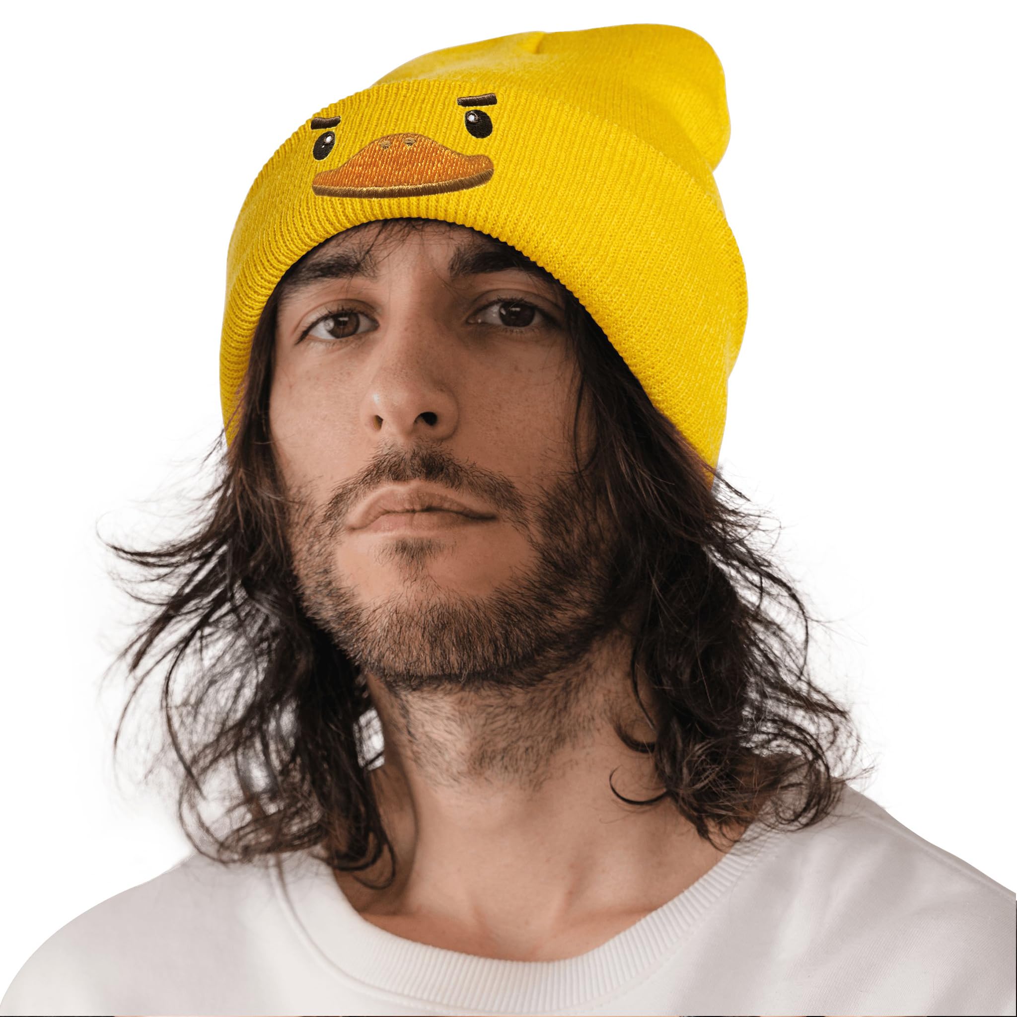Stylish Yellow Duck Embroidered Beanie Knit Hat for Men & Women - Funny Graphic Winter Skull Cap - Perfect Gift for Duck Lovers - Great for Outdoor Activities, Winter Sports, and Casual Wear