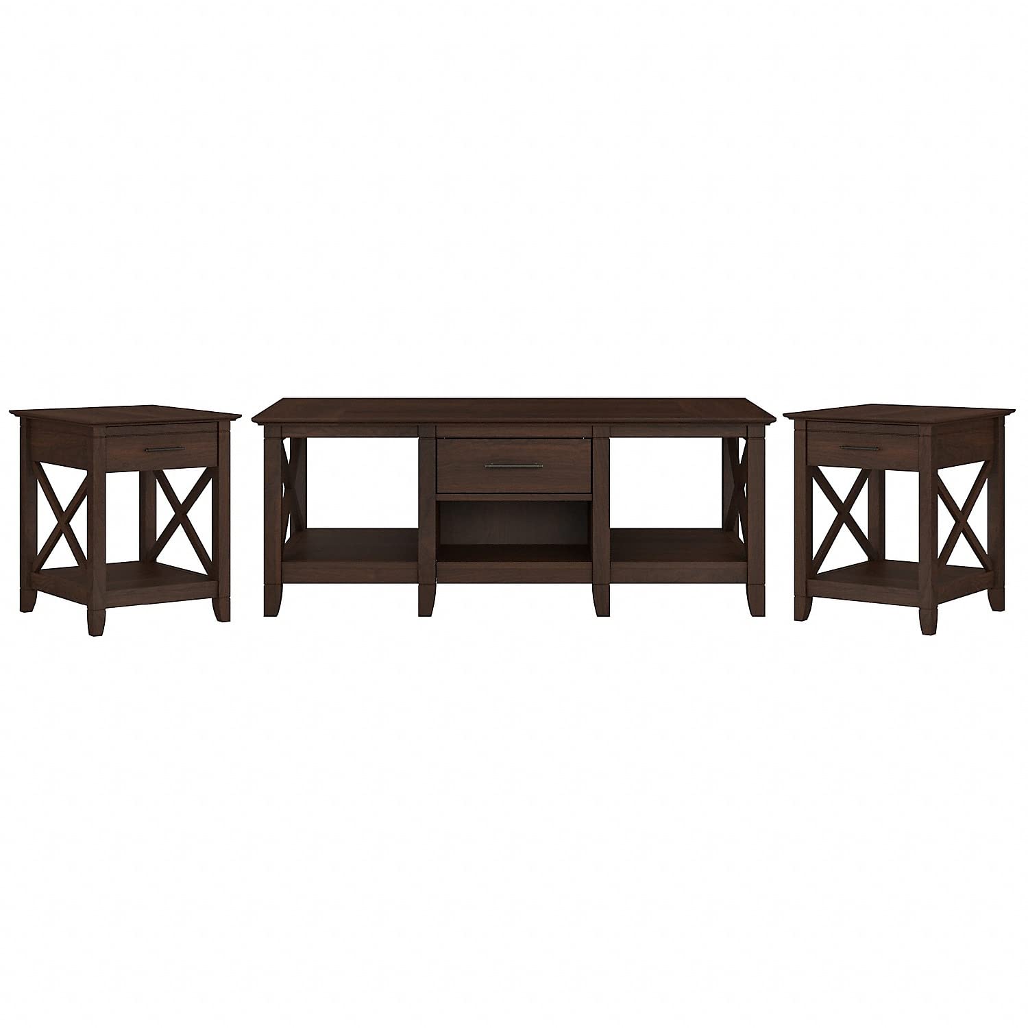 Bush Key West Coffee & End Tables Set - Bing Cherry for Living Room