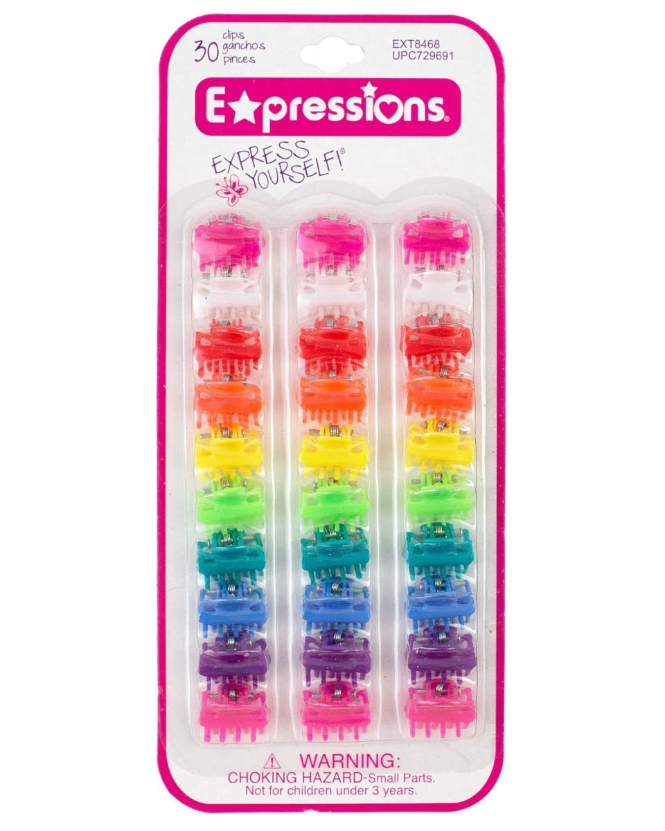 Expressions 2334522 Mini Hair Clips - 30 Piece Set (Case of 48) - Small Hair Clips for Women, Girls, Kids - Perfect for School, Parties, Weddings & Everyday Styling