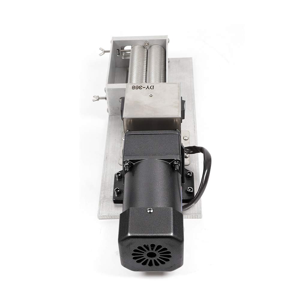 DNYSYSJ Electric Grain Mill Grinder - 2 Roller Stainless Steel Malt Crusher for Barley, Cereals, Beans - 110V 40W (Dy-368) + 4X Hopper - Perfect for Home Brewing, Baking & Healthy Cooking