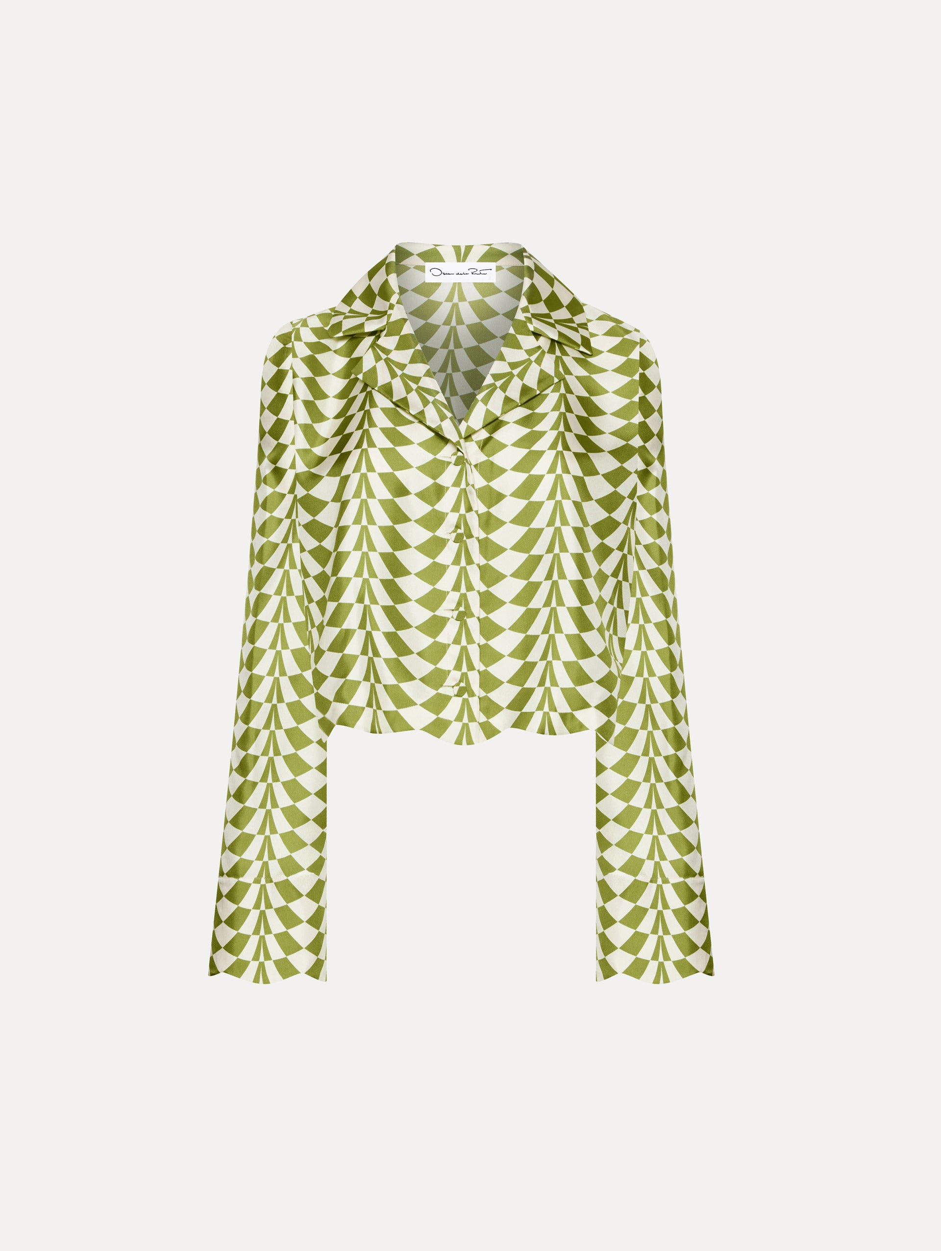 Geo Silk Twill Blouse for Women - Elegant Printed Silk Blouse with Flowy Fit - Perfect for Office Wear, Date Nights & Special Occasions