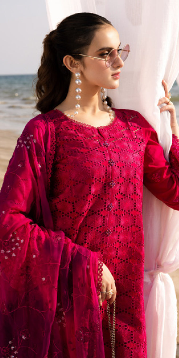 Chikankari Lawn Red Embroidered Suit - Traditional Indian Ethnic Wear for Women | Perfect for Weddings, Festivals & Special Occasions
