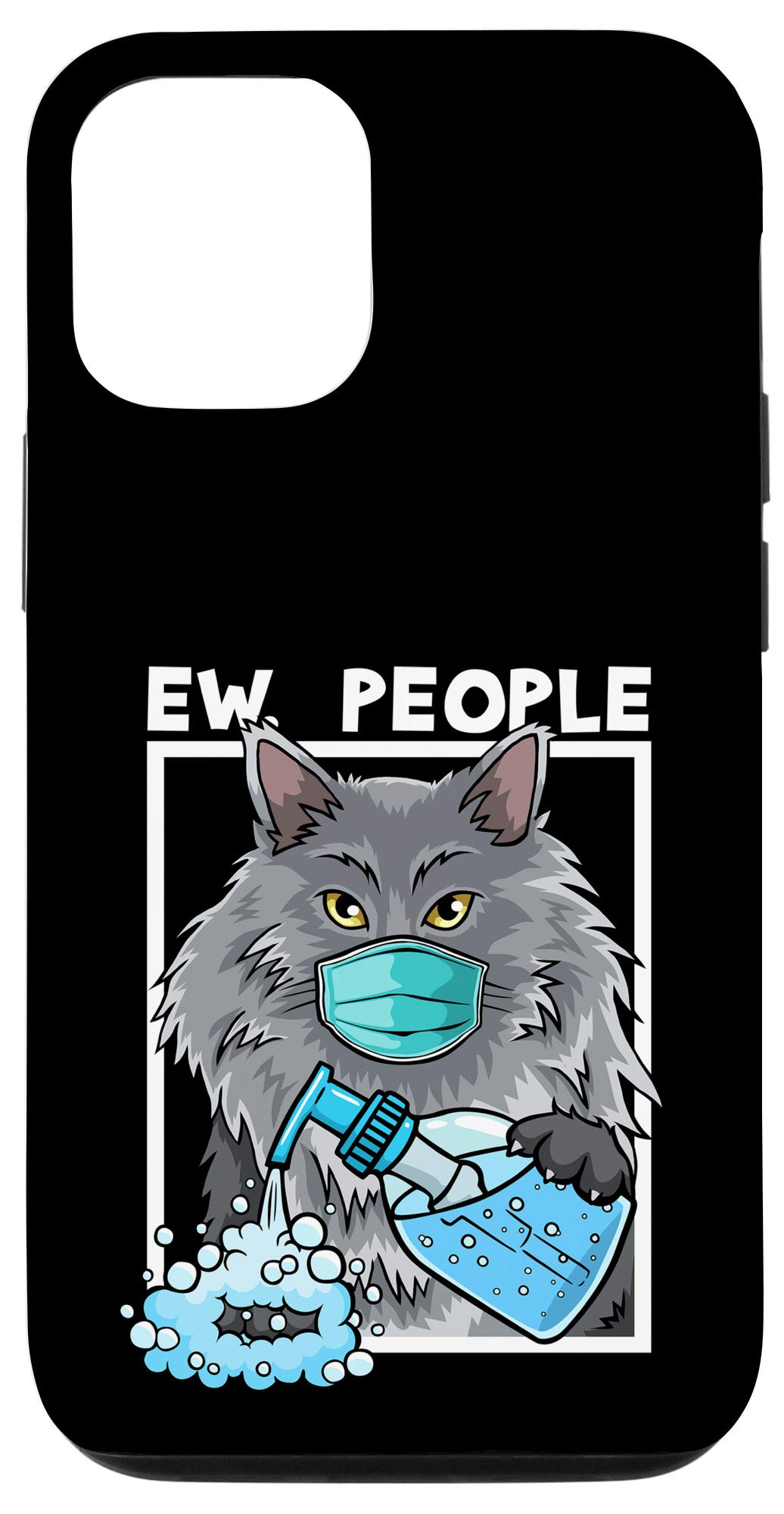 iPhone 12/12 Pro Case with Maine Coon Cat Wearing Face Mask & Hand Sanitizer Design - Funny Protective Phone Cover for Daily Use, Work, and Travel