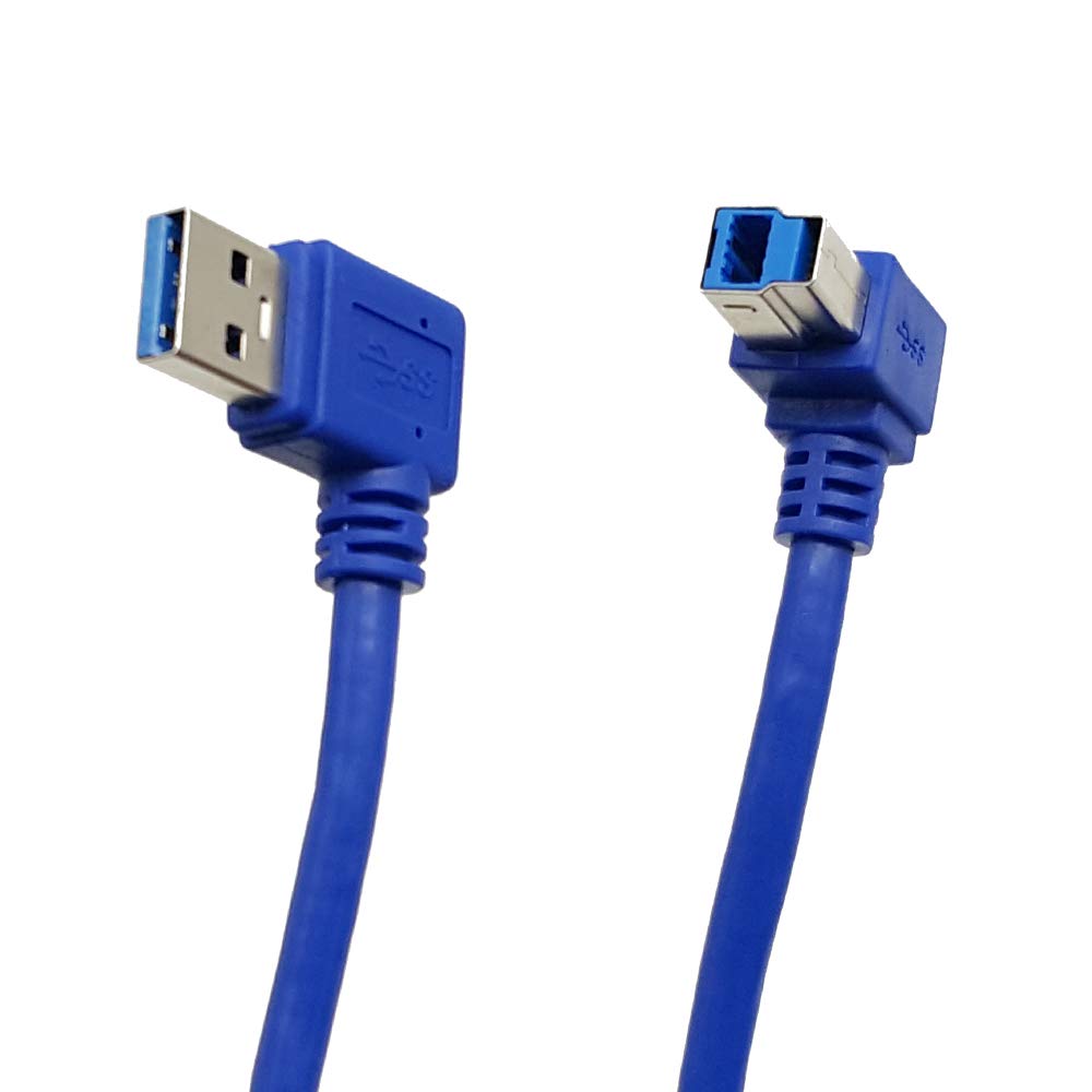 Seadream 1ft USB 3.0 Printer Cable - SuperSpeed USB A Male to USB B Male 90 Degree Angled Connector (Left & Right Angle) for HP, Epson, Canon Printers - Perfect for Tight Spaces & Home Office Setup