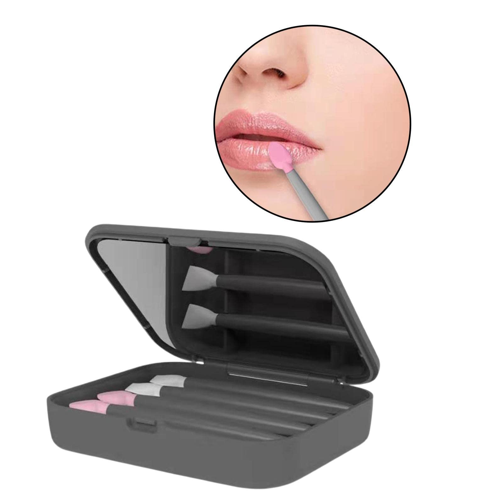 GAH Silicone 2-Piece Eye & Lip Brush Set - Professional Eyebrow Concealer Applicator (Black) - Perfect for Makeup Artists & Beauty Enthusiasts