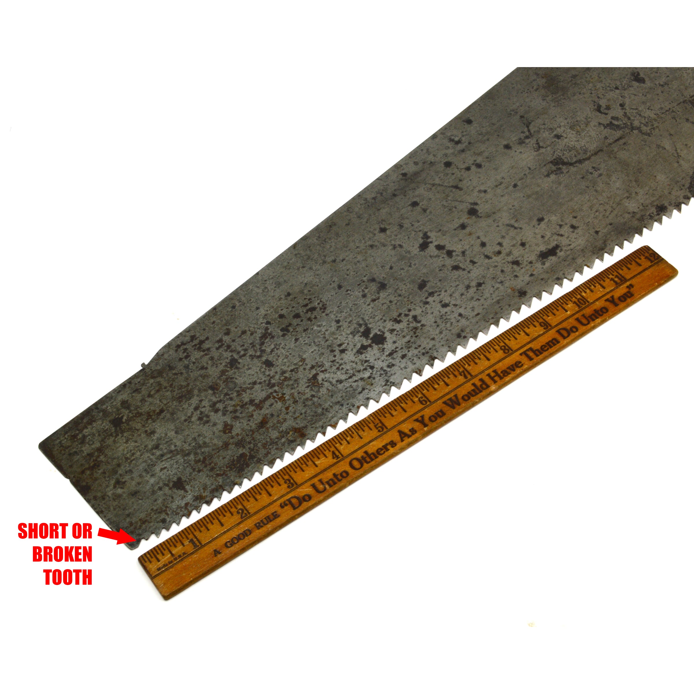Antique Richardson Brothers No. 7 Rip Saw - 4 1/2 PPI Straight Back Hand Saw - 19th Century Vintage Tool for Woodworking & Carpentry Projects