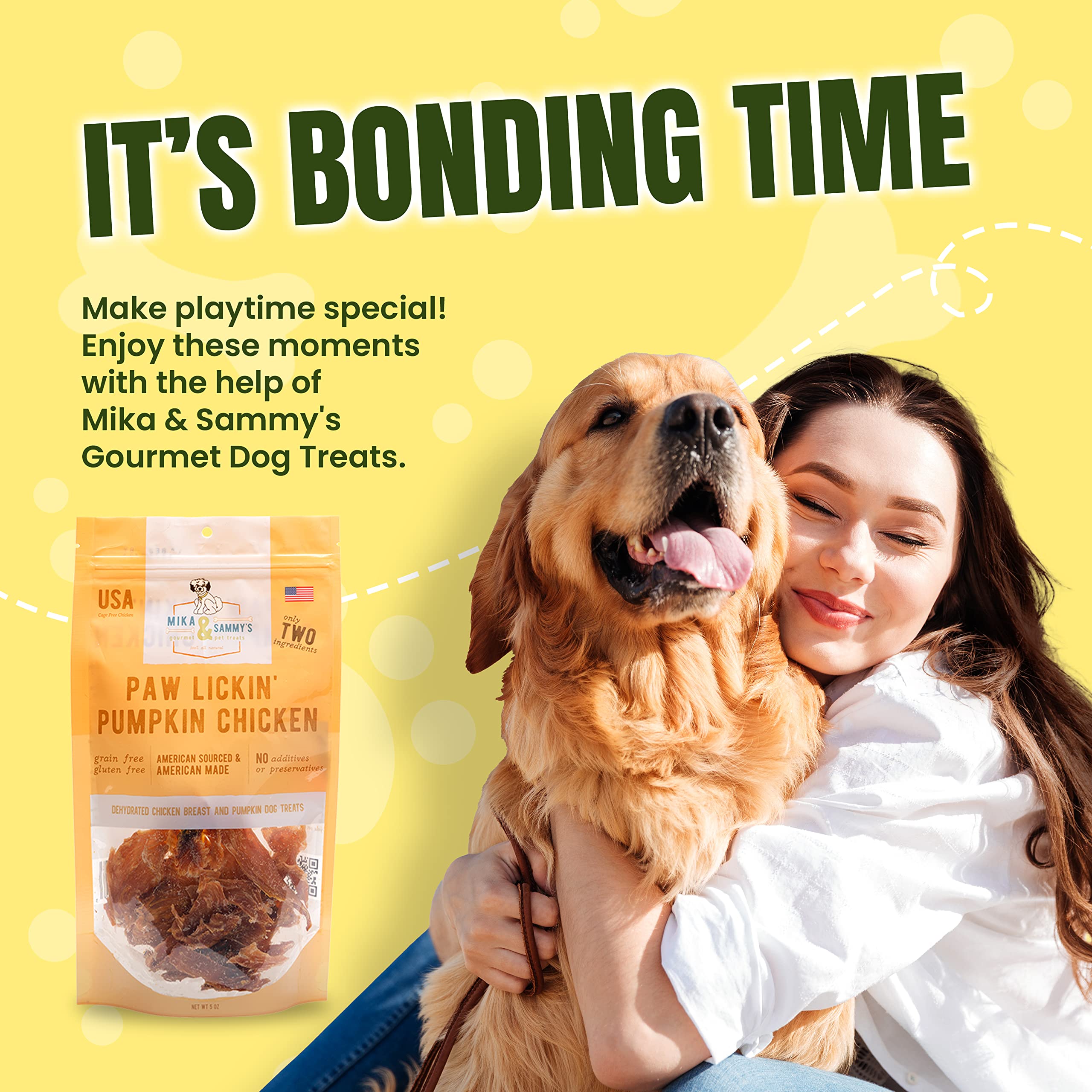 Premium Natural Chicken Jerky Dog Treats - Cage-Free, No Additives, Made in USA | Nutritious & Delicious Gourmet Snacks for Dogs - Perfect for Training, Rewards & Bonding (Mika & Sammy's Pumpkin Chicken, 5 oz)