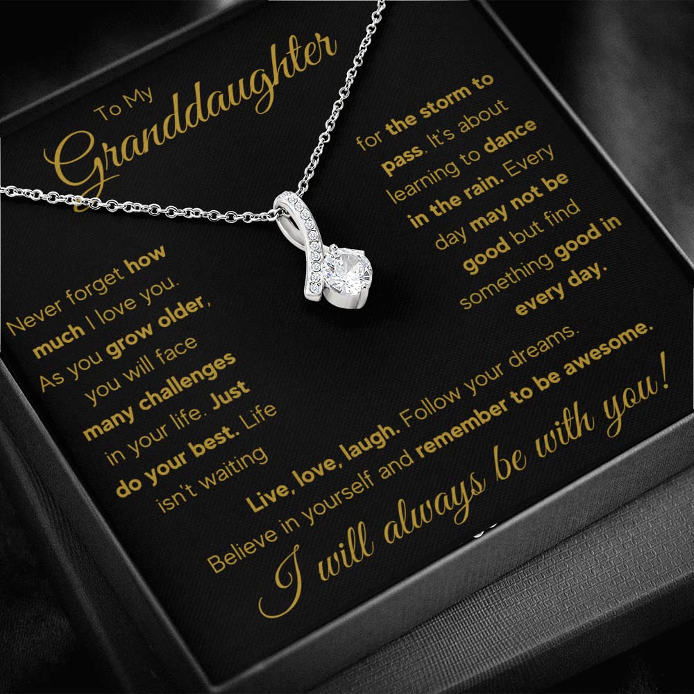 Personalized Granddaughter Necklace Gift from Grandma or Grandpa - Engraved Pendant Jewelry for Graduation, Birthday with Message Card & Gift Box (LED/Rain Alluring) - Perfect for Special Occasions & Keepsake Memories
