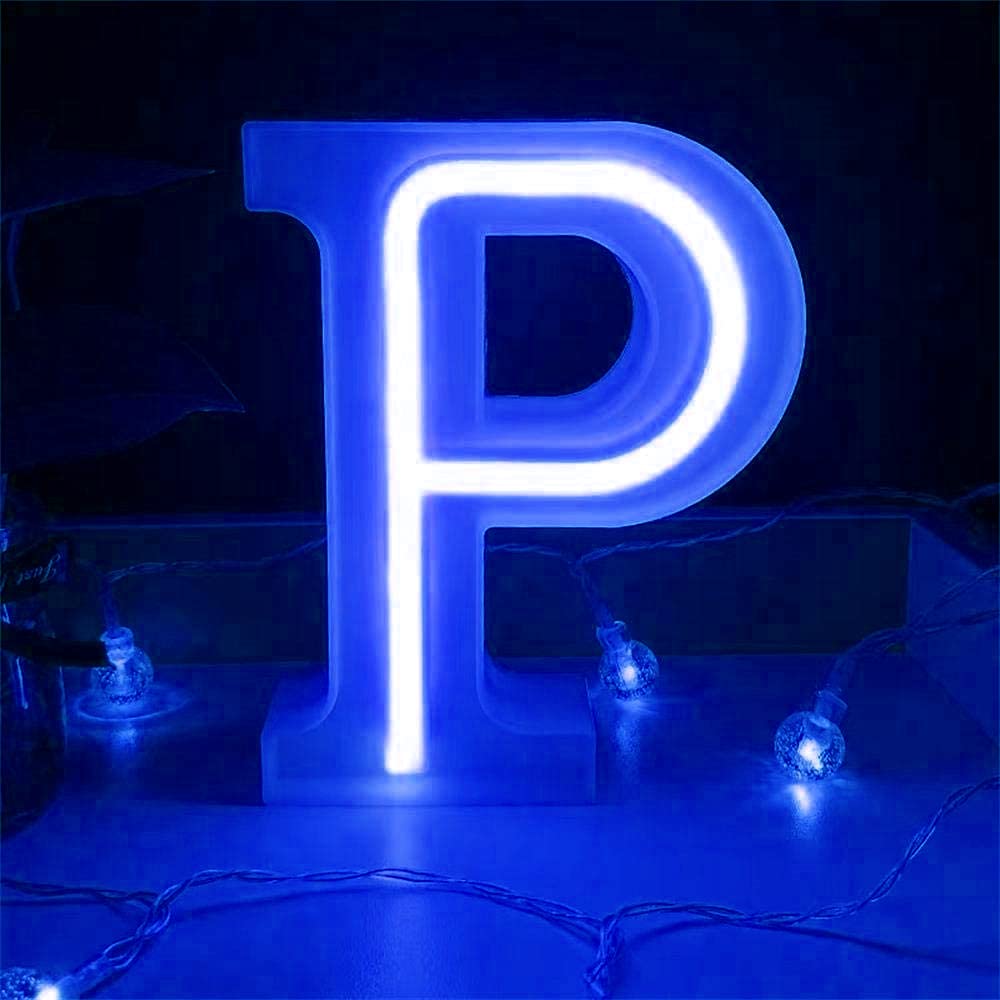 LED Neon Letter Lights - Customizable Battery/USB Powered Blue Marquee Signs for Home Decor, Bars, Weddings & Events | Durable & Energy Efficient Lighting