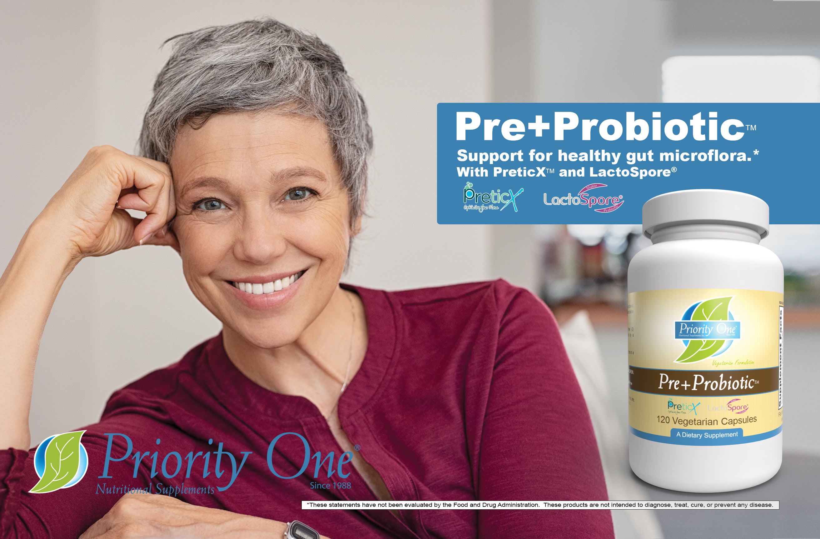 Pre+Probiotic Supplement - 120 Vegetarian Capsules for Gut Health & Digestion Support - Promotes Healthy Gut Microflora - Ideal for Daily Wellness & Immune System Boost