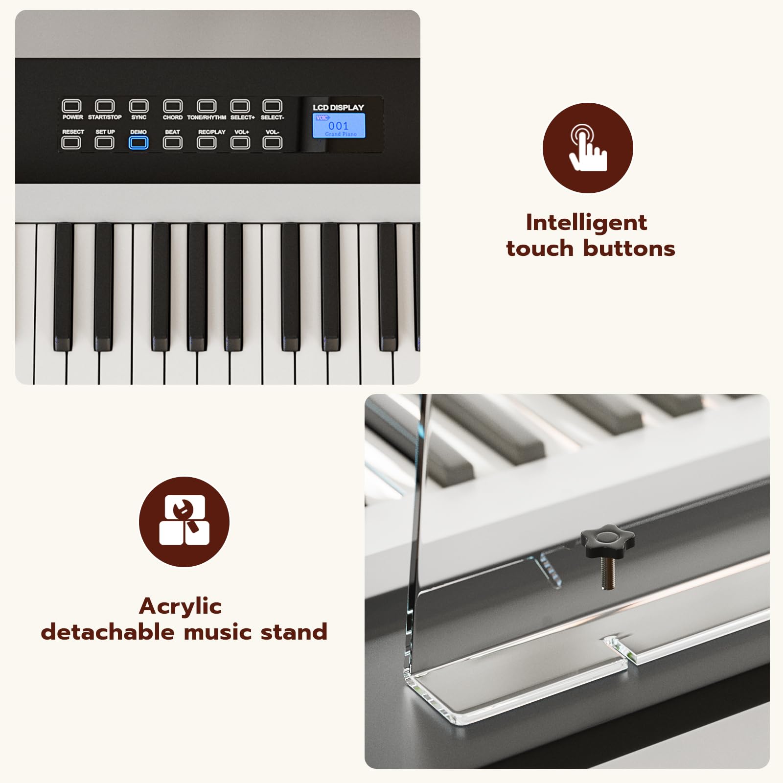 UMOMO 88-Key Weighted Digital Piano Keyboard - Full Size Electric Piano with Intelligent Touch Controls, Stand, Headphone Jack, USB/MIDI & 3 Pedals - Professional Electronic Piano for Beginners & Adults (Black) - Perfect for Home Practice, Studio Recording & Music Lessons