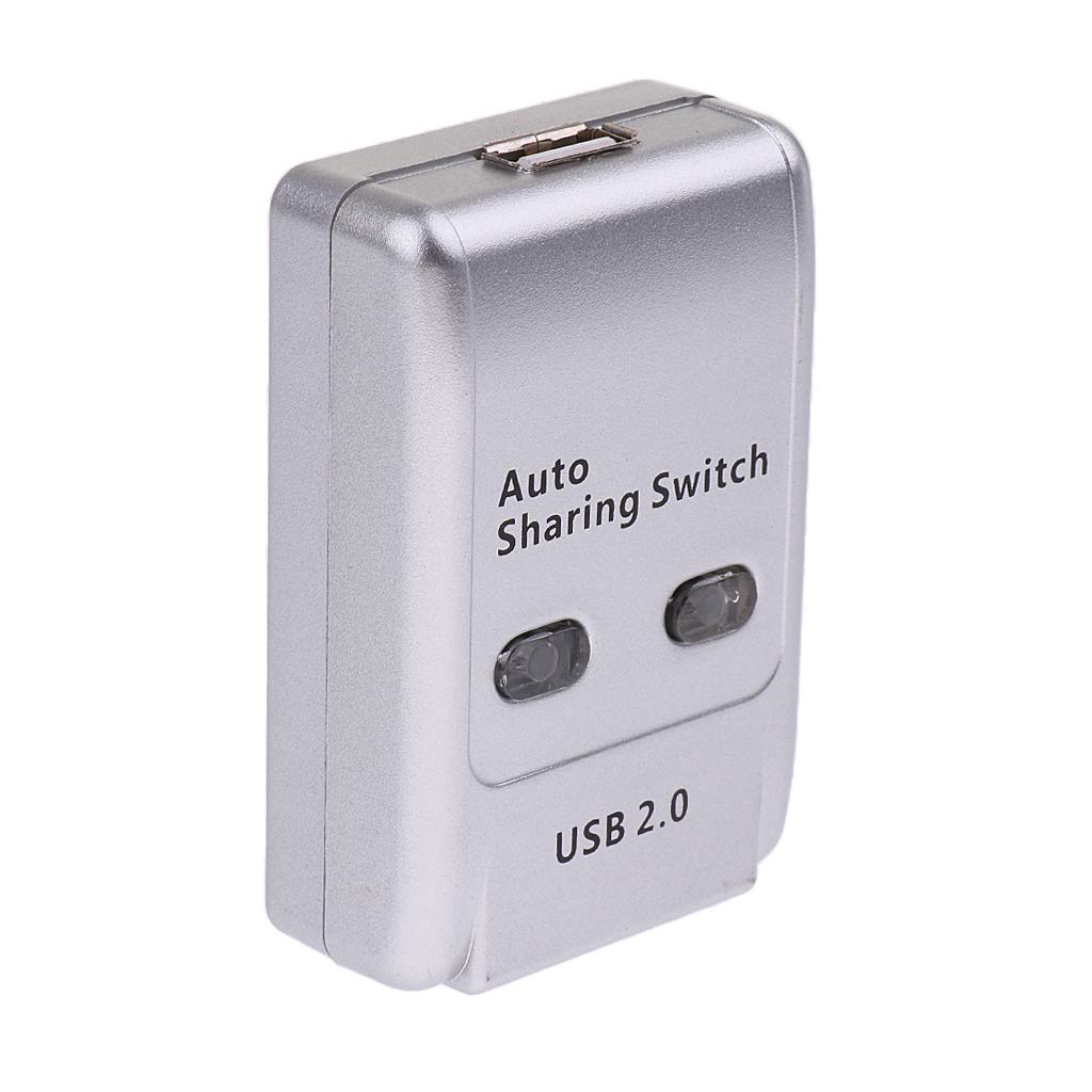 2-Port USB 2.0 Auto Sharing Switch Hub - Printer Scanner Sharing Device for Multiple Computers | Home Office & Small Business Use