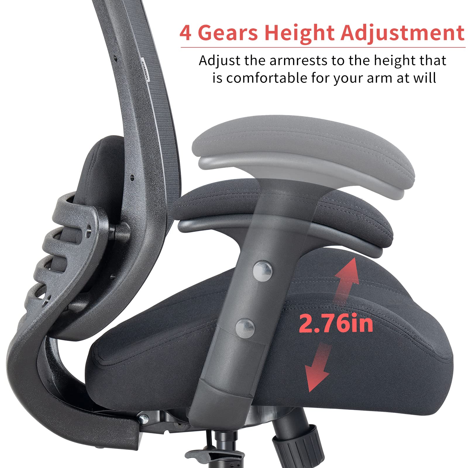 Ergonomic Office Chair with Adjustable Height, Mesh Back & Lumbar Support - Black - Perfect for Home Office, Gaming & Computer Workstations