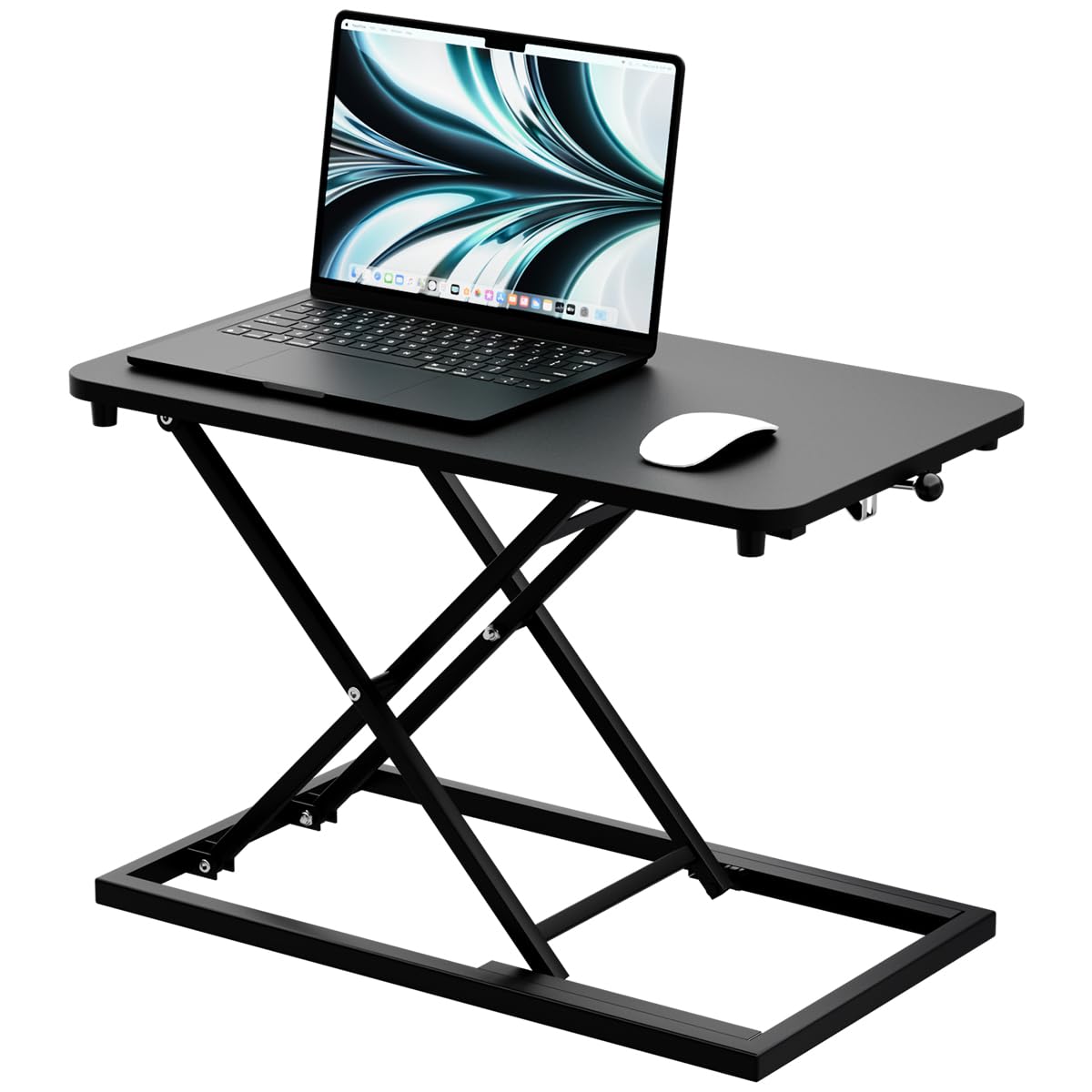 Adjustable Standing Desk Converter - Ergonomic Stand Up Desk Riser for Tabletop, Height Adjustable Computer Workstation for Laptop & Single Monitor - Perfect for Home Office & Remote Work (Black)